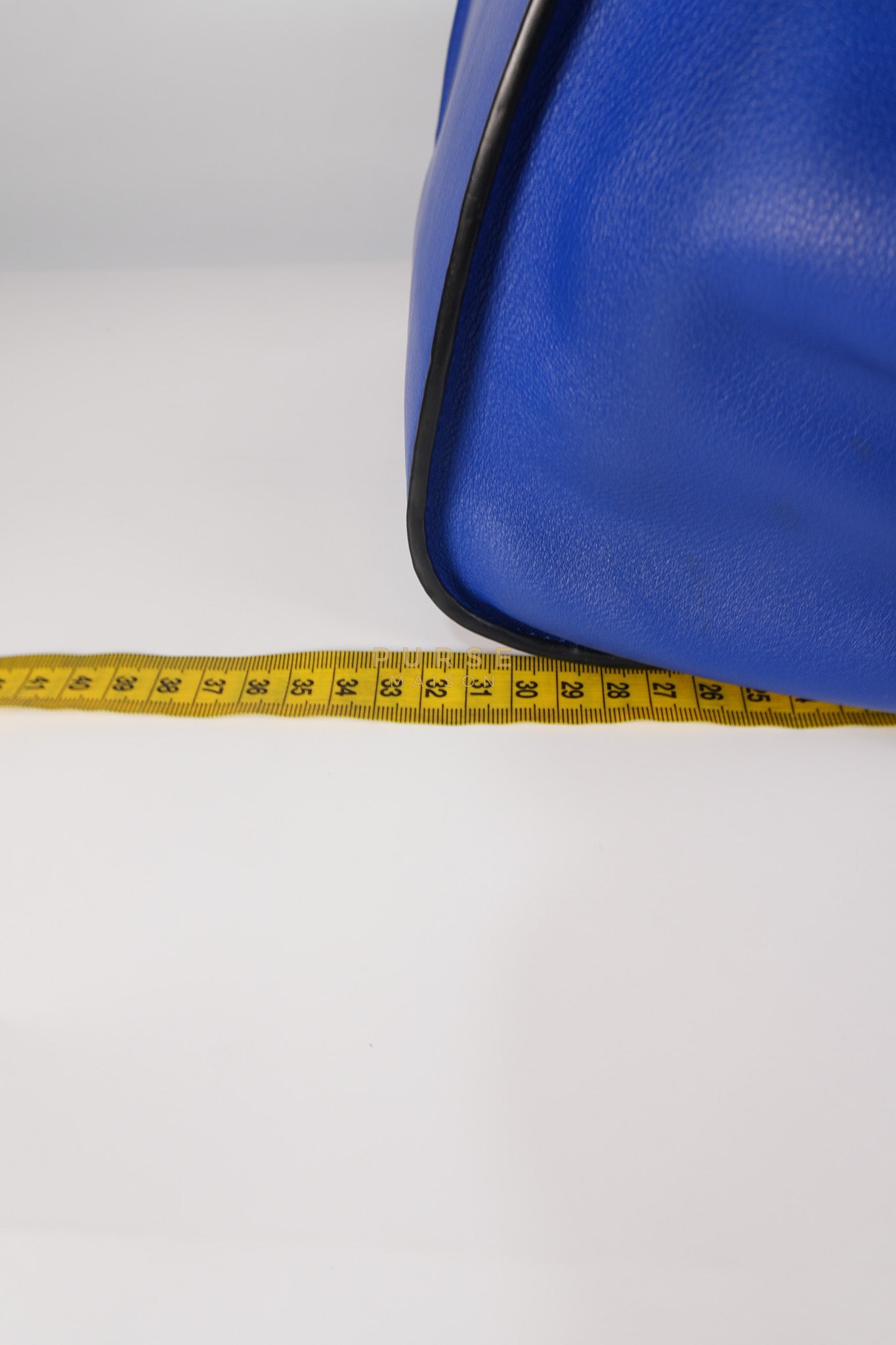 Compact Hammock Bag Large in Blue Calfskin Leather Gold Hardware | Purse Maison Luxury Bags Shop