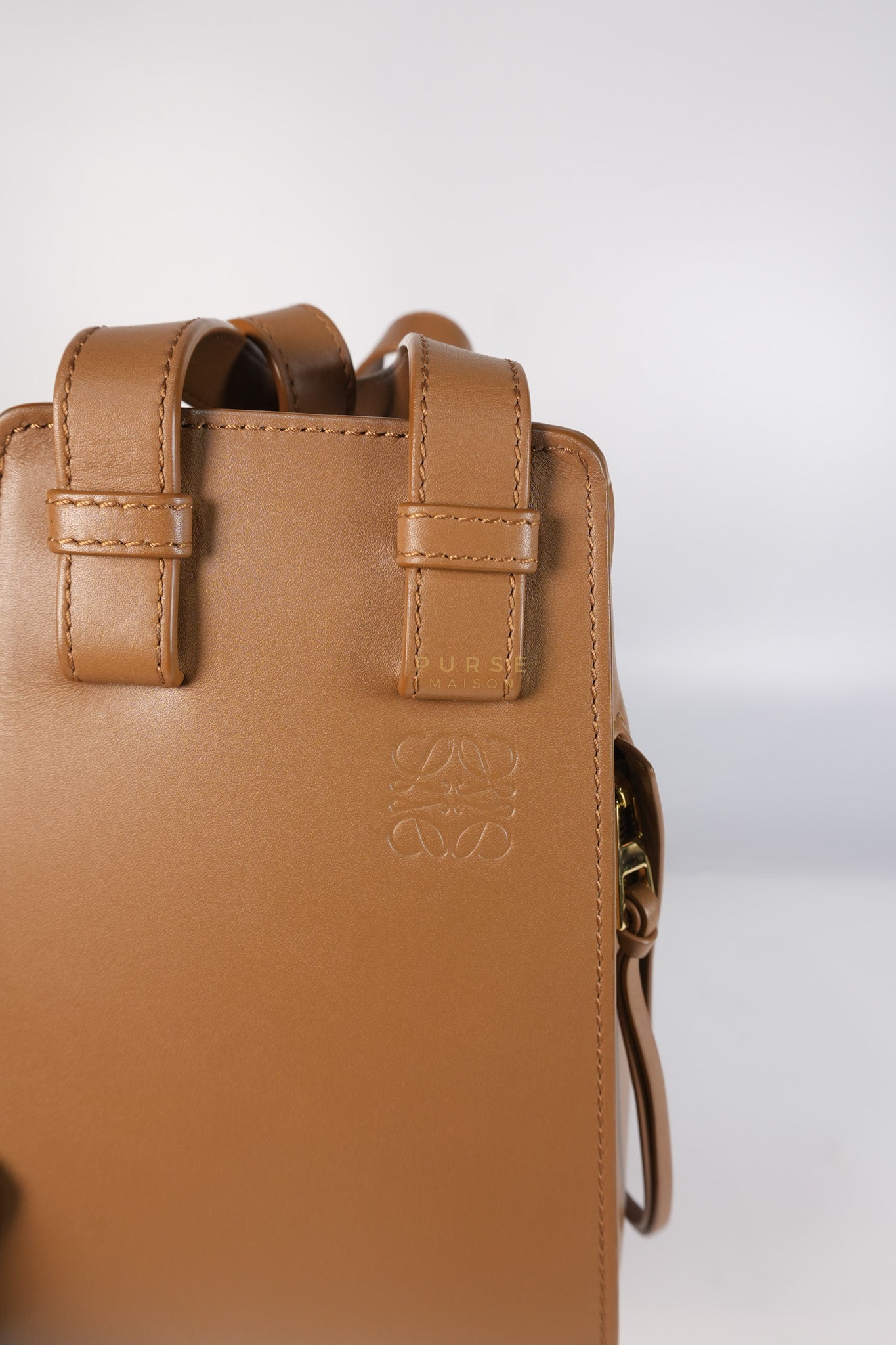 Compact Hammock in Tan Satin Calfskin Leather Shoulder Bag | Purse Maison Luxury Bags Shop