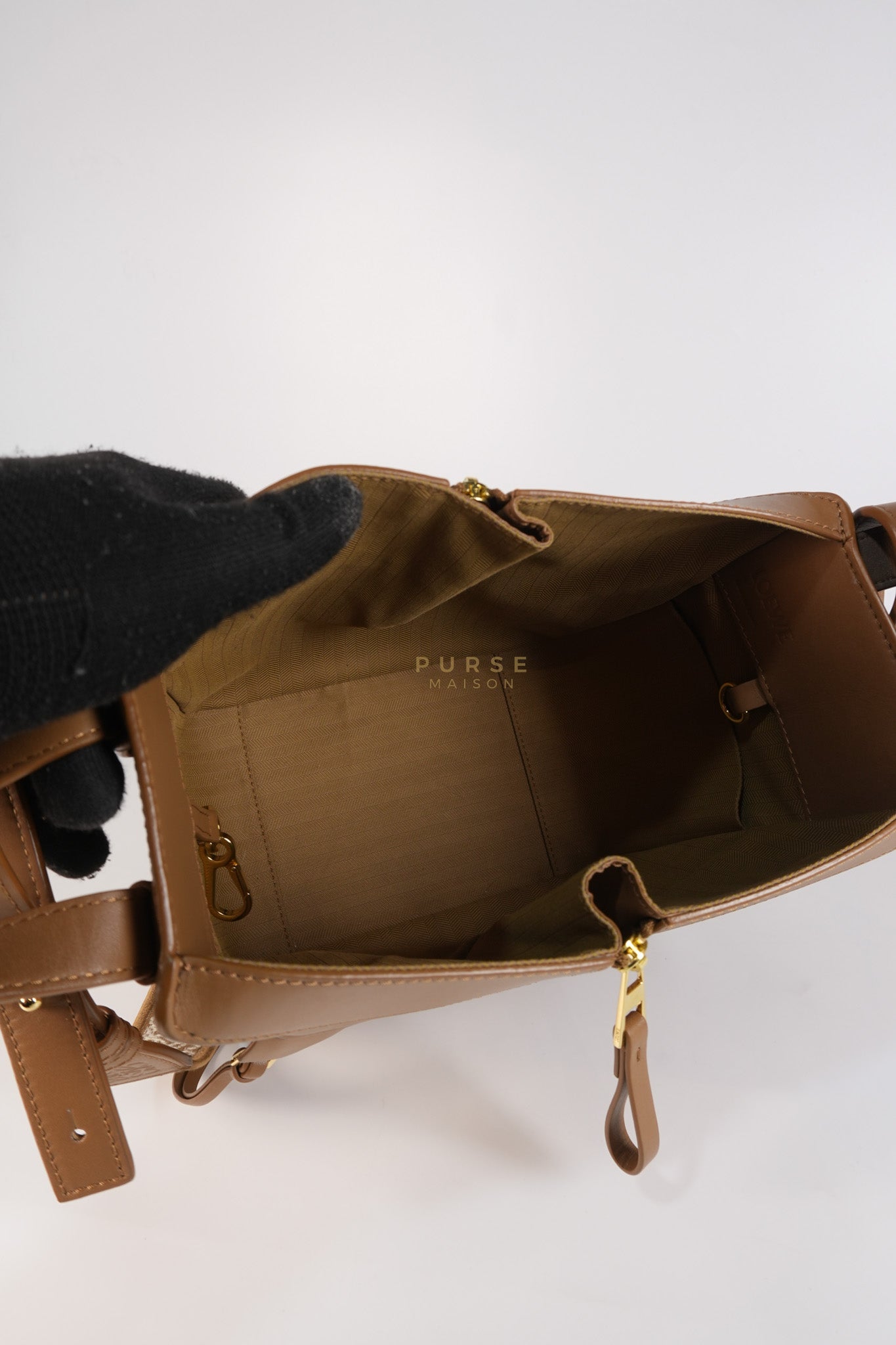 Compact Hammock in Tan Satin Calfskin Leather Shoulder Bag | Purse Maison Luxury Bags Shop