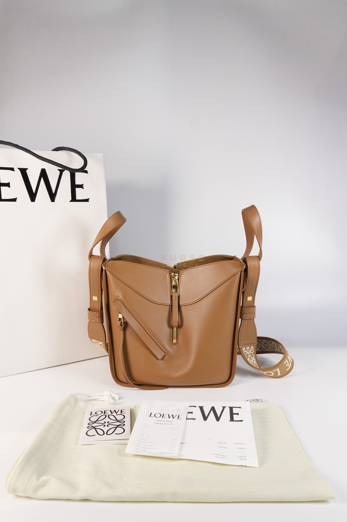 Compact Hammock in Tan Satin Calfskin Leather Shoulder Bag | Purse Maison Luxury Bags Shop