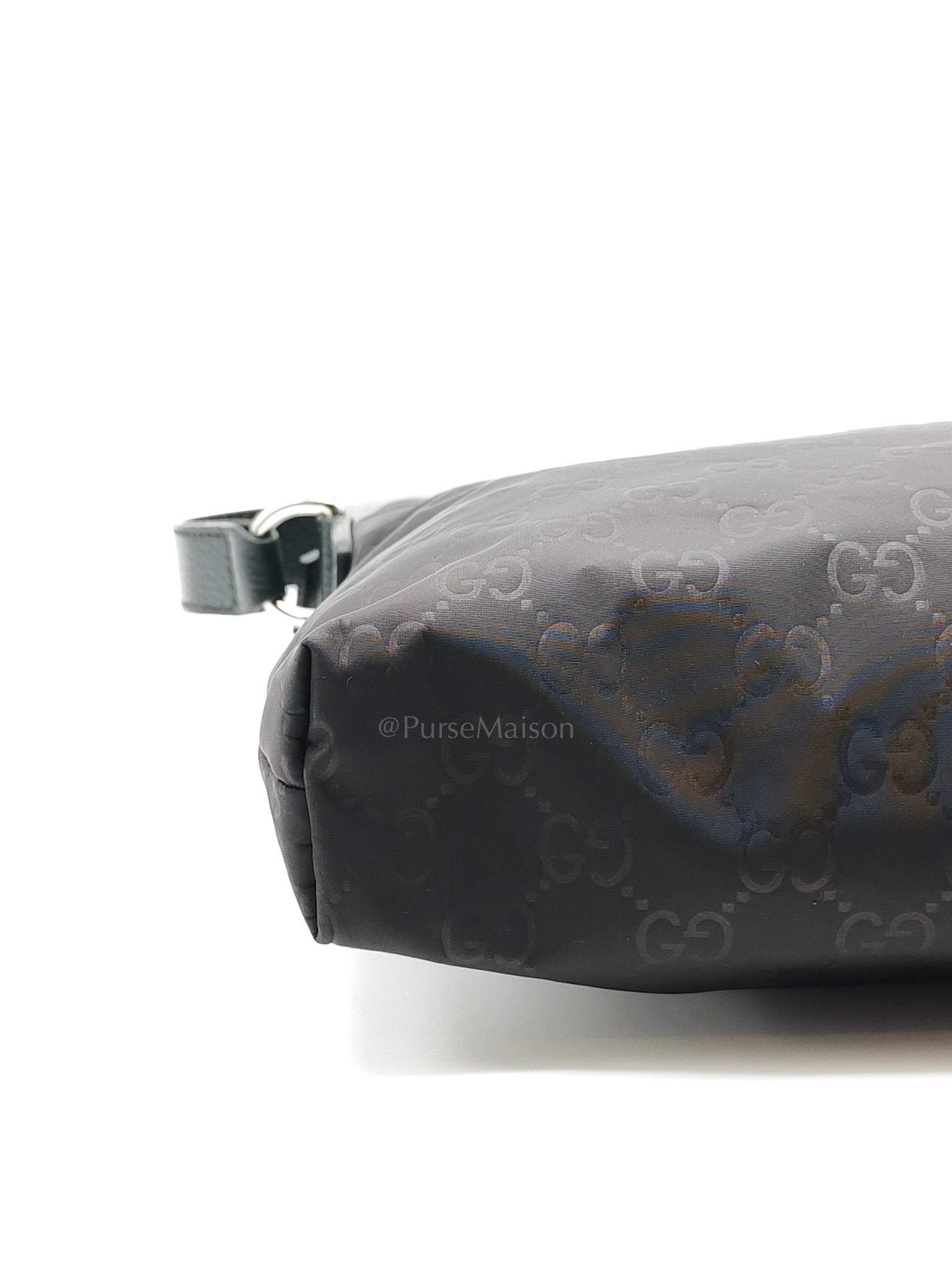 Compact Messenger Bag in Black GG Nylon Canvas | Purse Maison Luxury Bags Shop