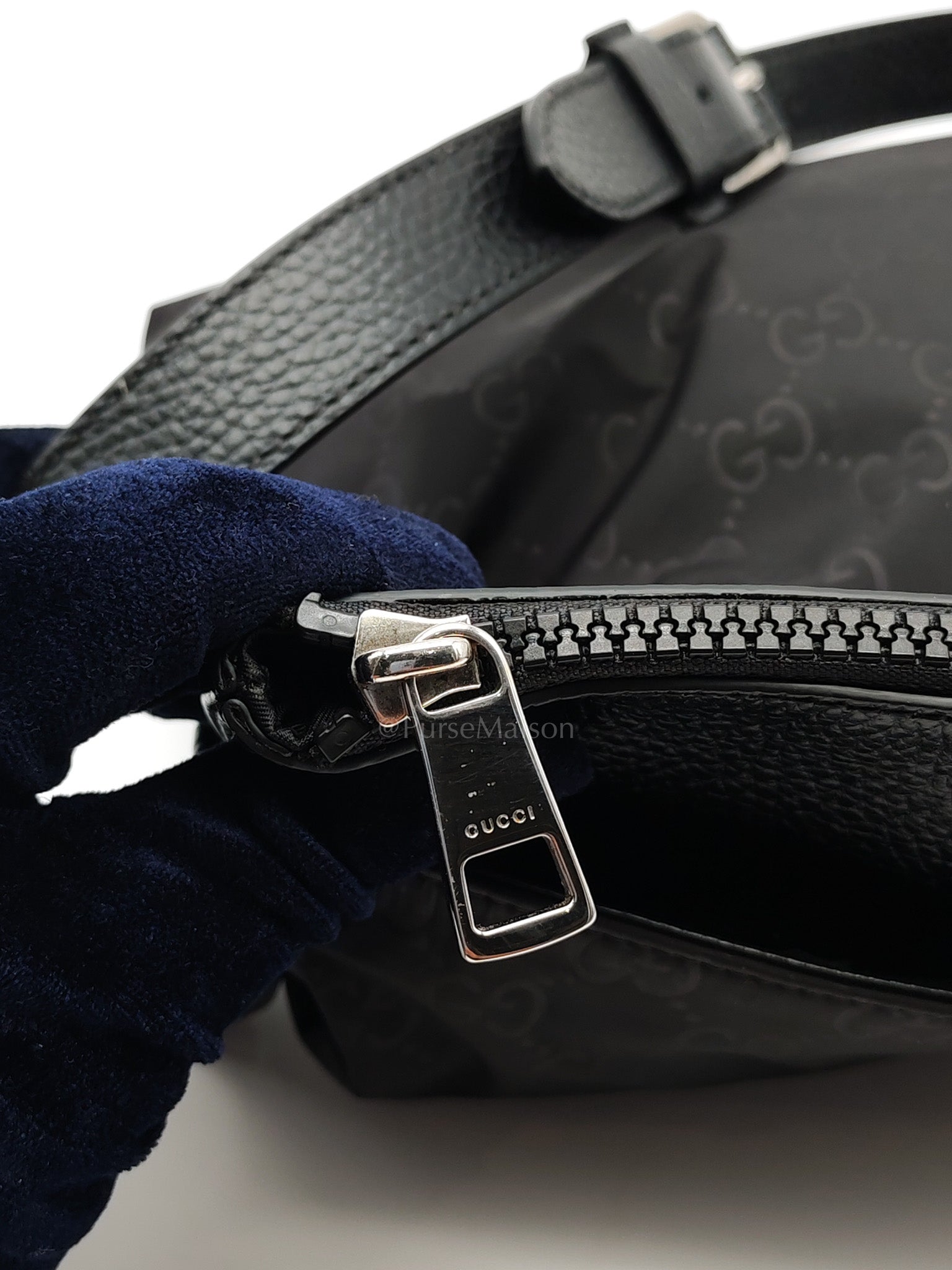Compact Messenger Bag in Black GG Nylon Canvas | Purse Maison Luxury Bags Shop