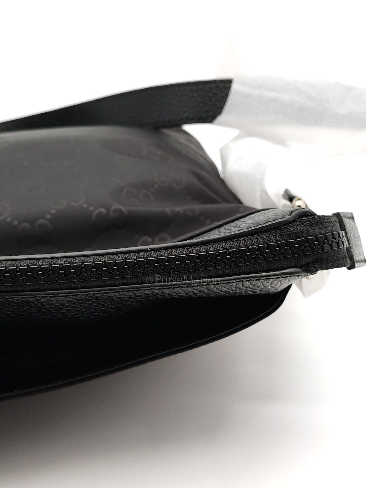 Compact Messenger Bag in Black GG Nylon Canvas | Purse Maison Luxury Bags Shop