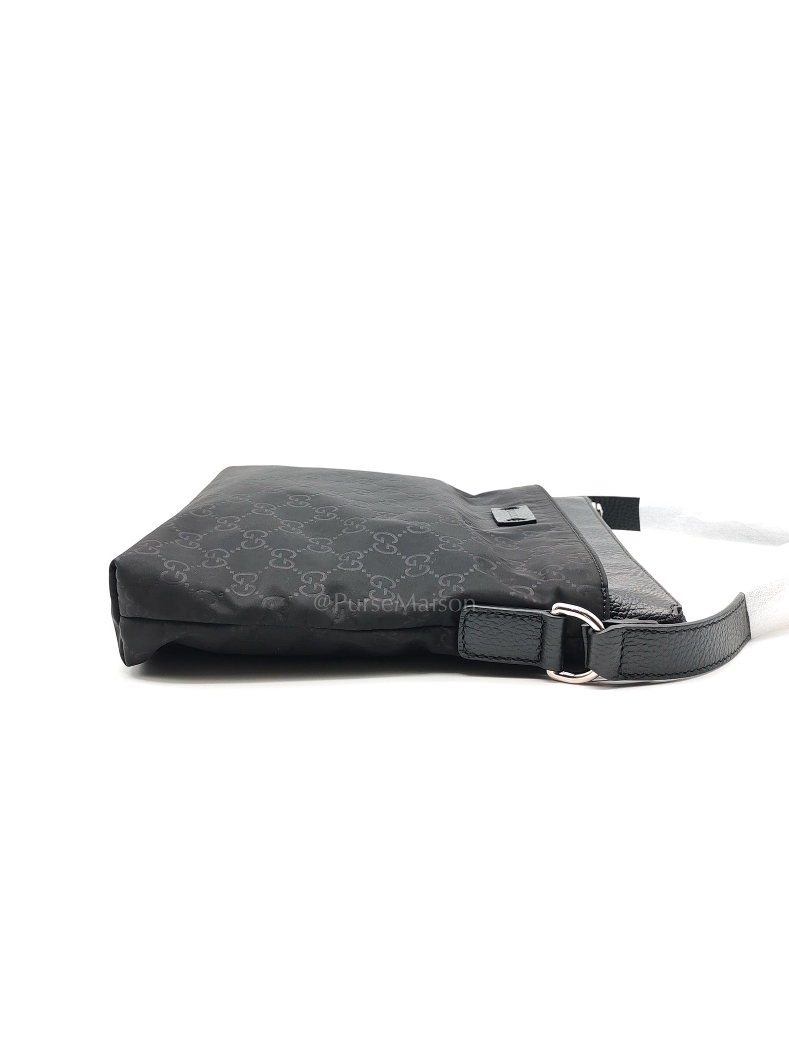Compact Messenger Bag in Black GG Nylon Canvas | Purse Maison Luxury Bags Shop