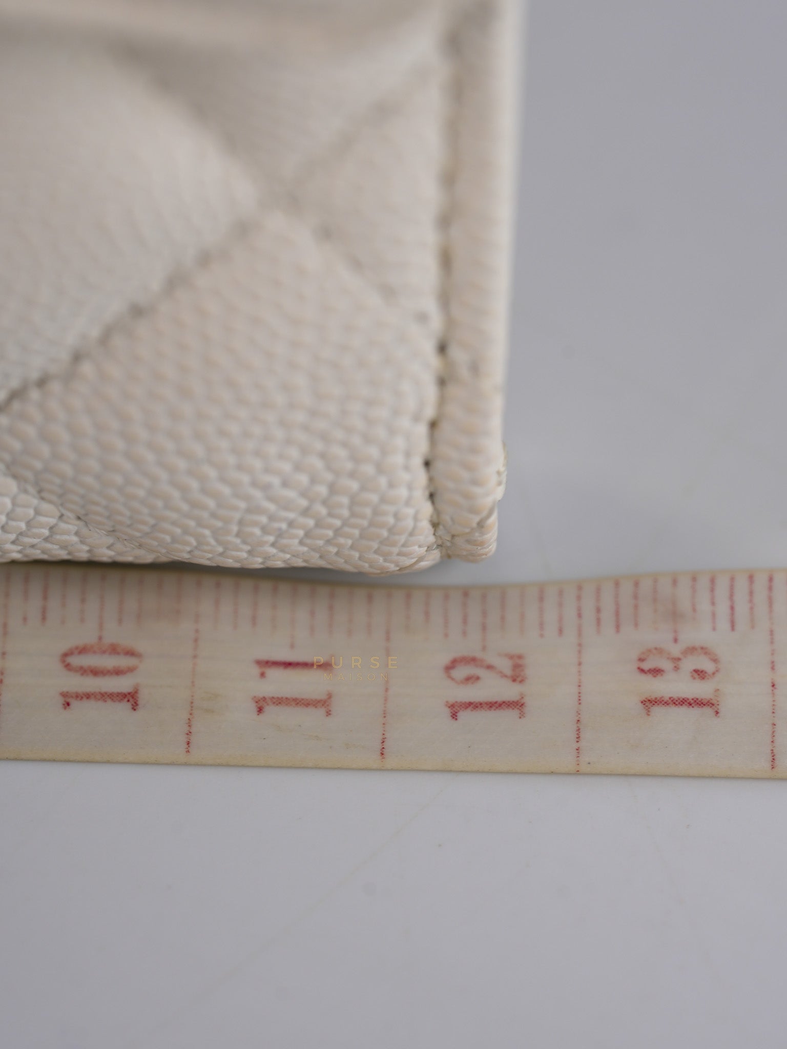 Compact Wallet in White Caviar Leather(Microchip) | Purse Maison Luxury Bags Shop