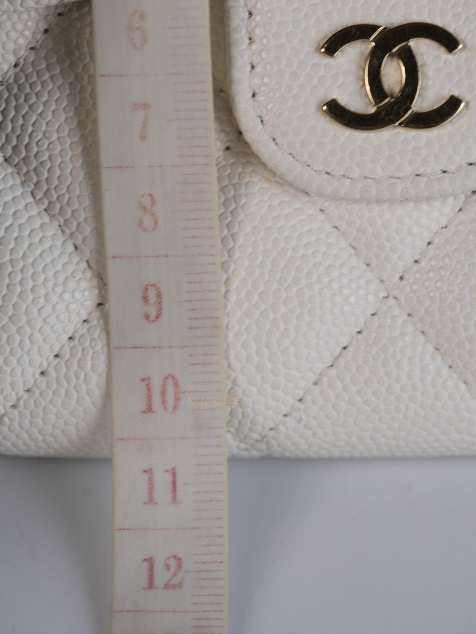 Compact Wallet in White Caviar Leather(Microchip) | Purse Maison Luxury Bags Shop