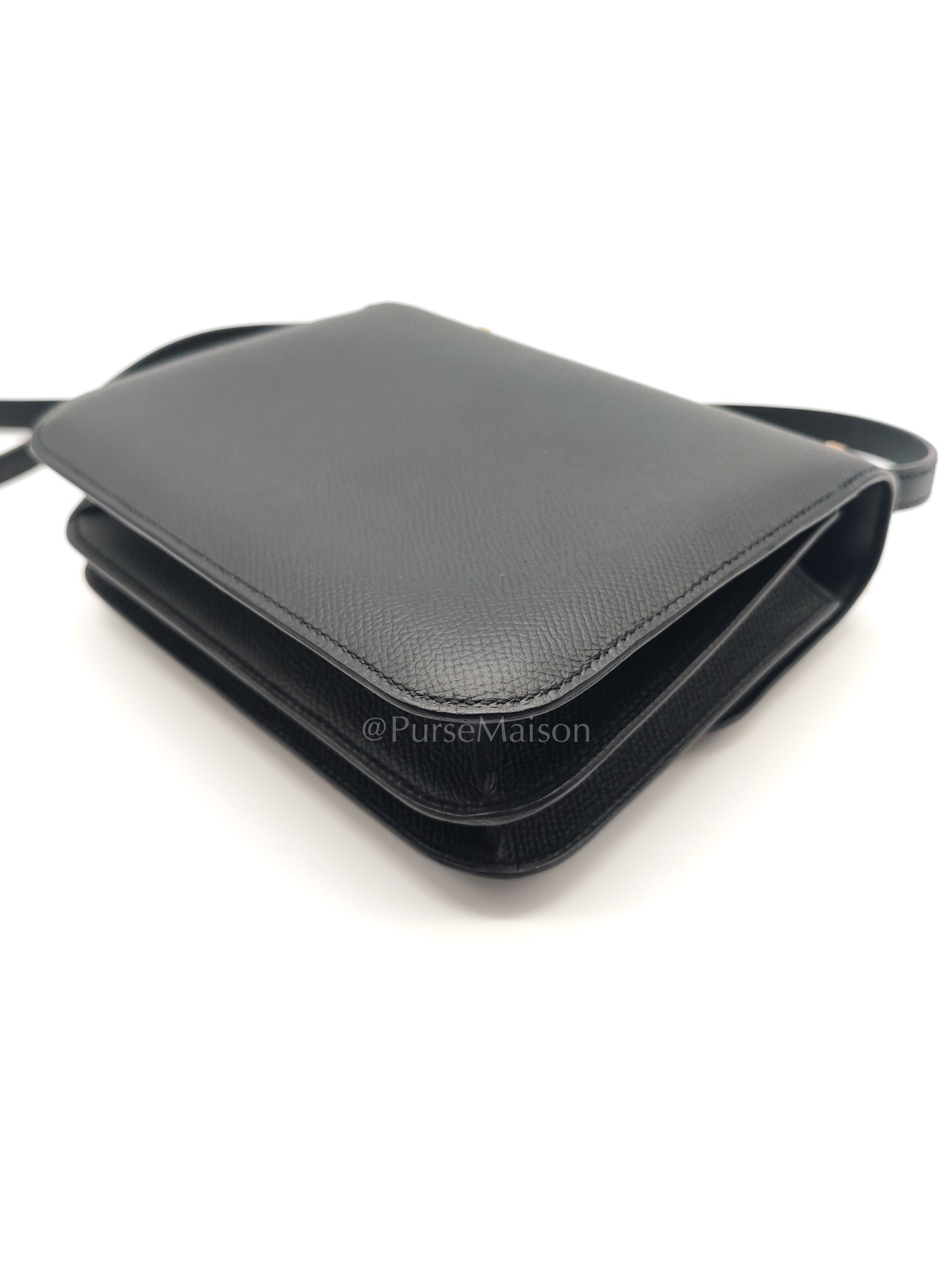 Constance 18 Black/Noir Epsom Leather in Brushed Gold Hardware Stamp B(2023) | Purse Maison Luxury Bags Shop