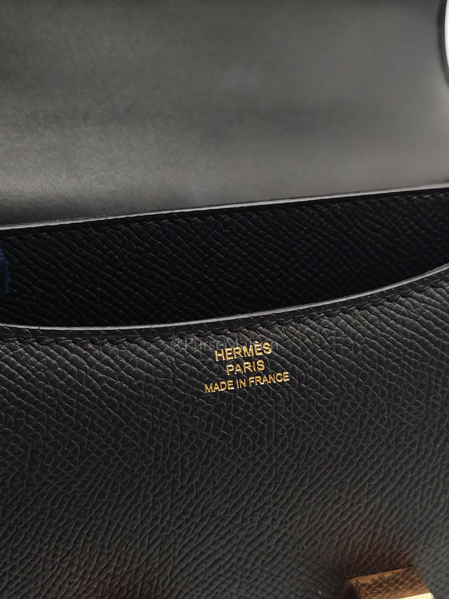 Constance 18 Black/Noir Epsom Leather in Brushed Gold Hardware Stamp B(2023) | Purse Maison Luxury Bags Shop