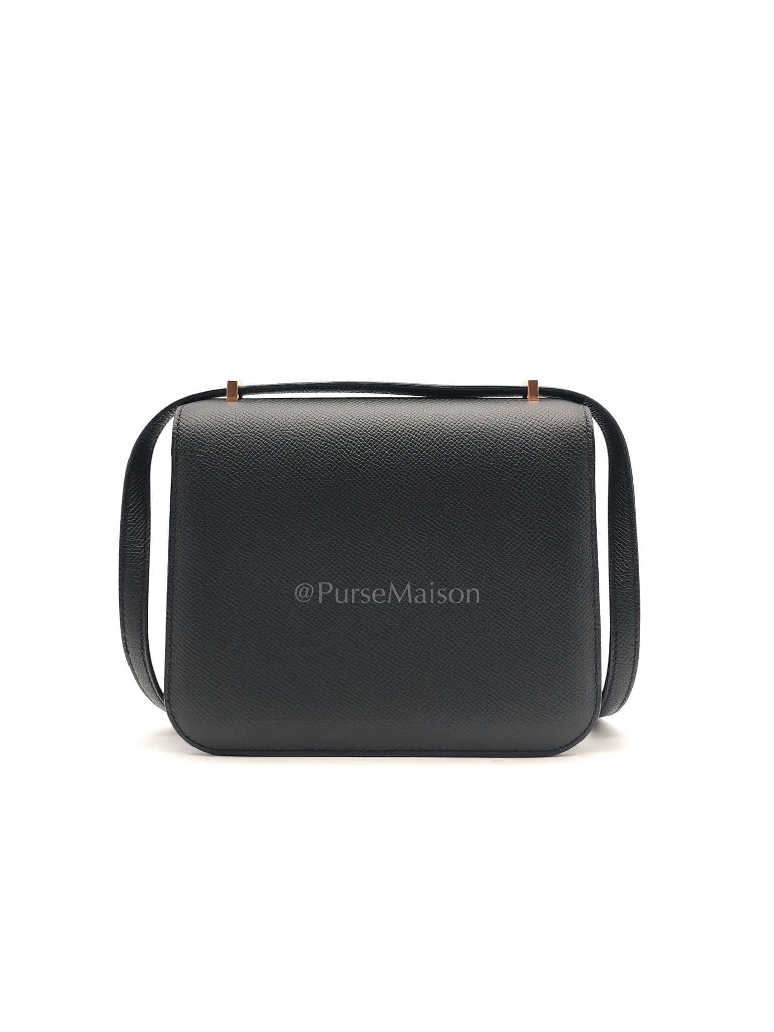 Constance 18 Black/Noir Epsom Leather in Brushed Gold Hardware Stamp B(2023) | Purse Maison Luxury Bags Shop