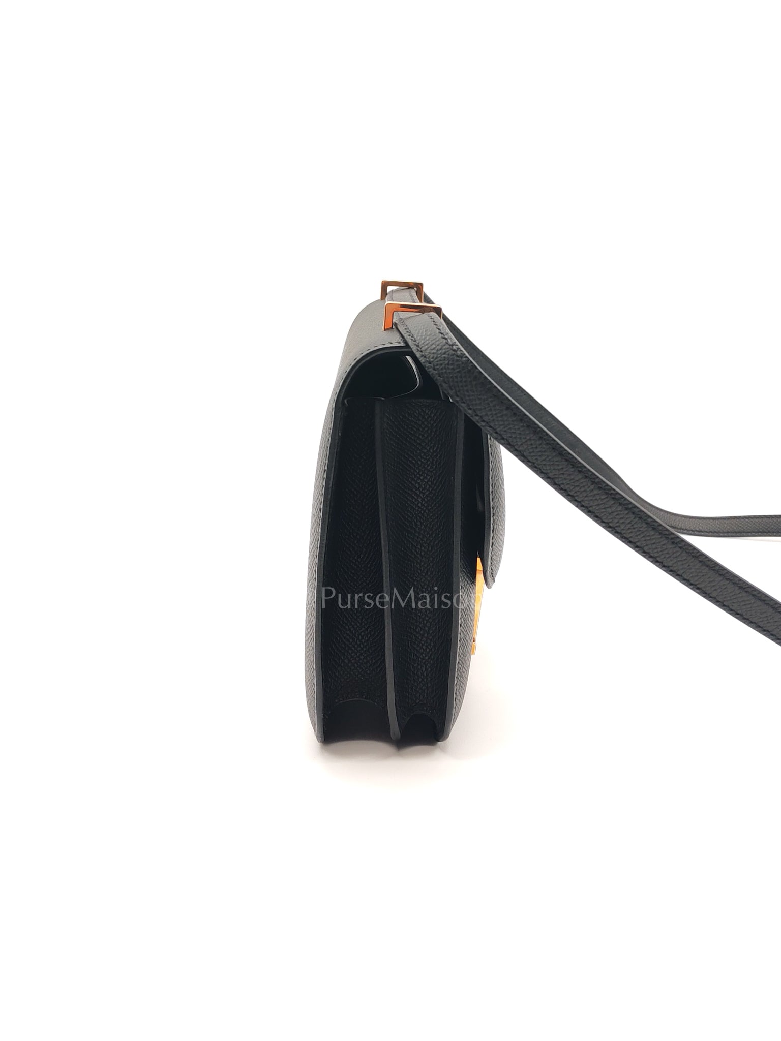 Constance 18 Black/Noir Epsom Leather in Brushed Gold Hardware Stamp B(2023) | Purse Maison Luxury Bags Shop