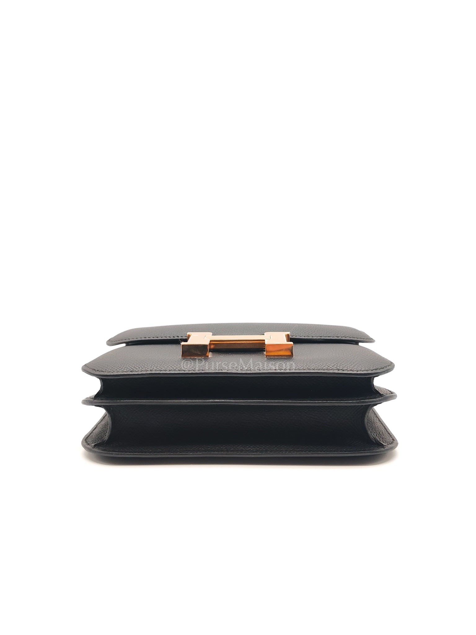 Constance 18 Black/Noir Epsom Leather in Brushed Gold Hardware Stamp B(2023) | Purse Maison Luxury Bags Shop