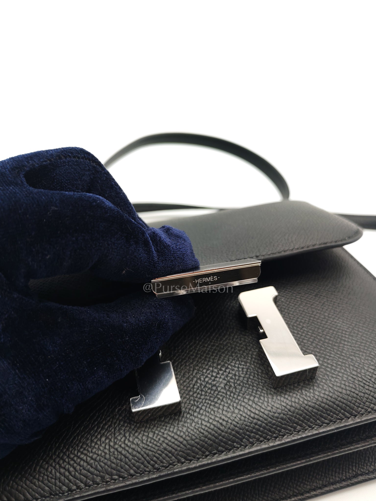 Constance 18 Black/Noir Epsom Leather in Palladium Hardware Stamp K(2025) | Purse Maison Luxury Bags Shop