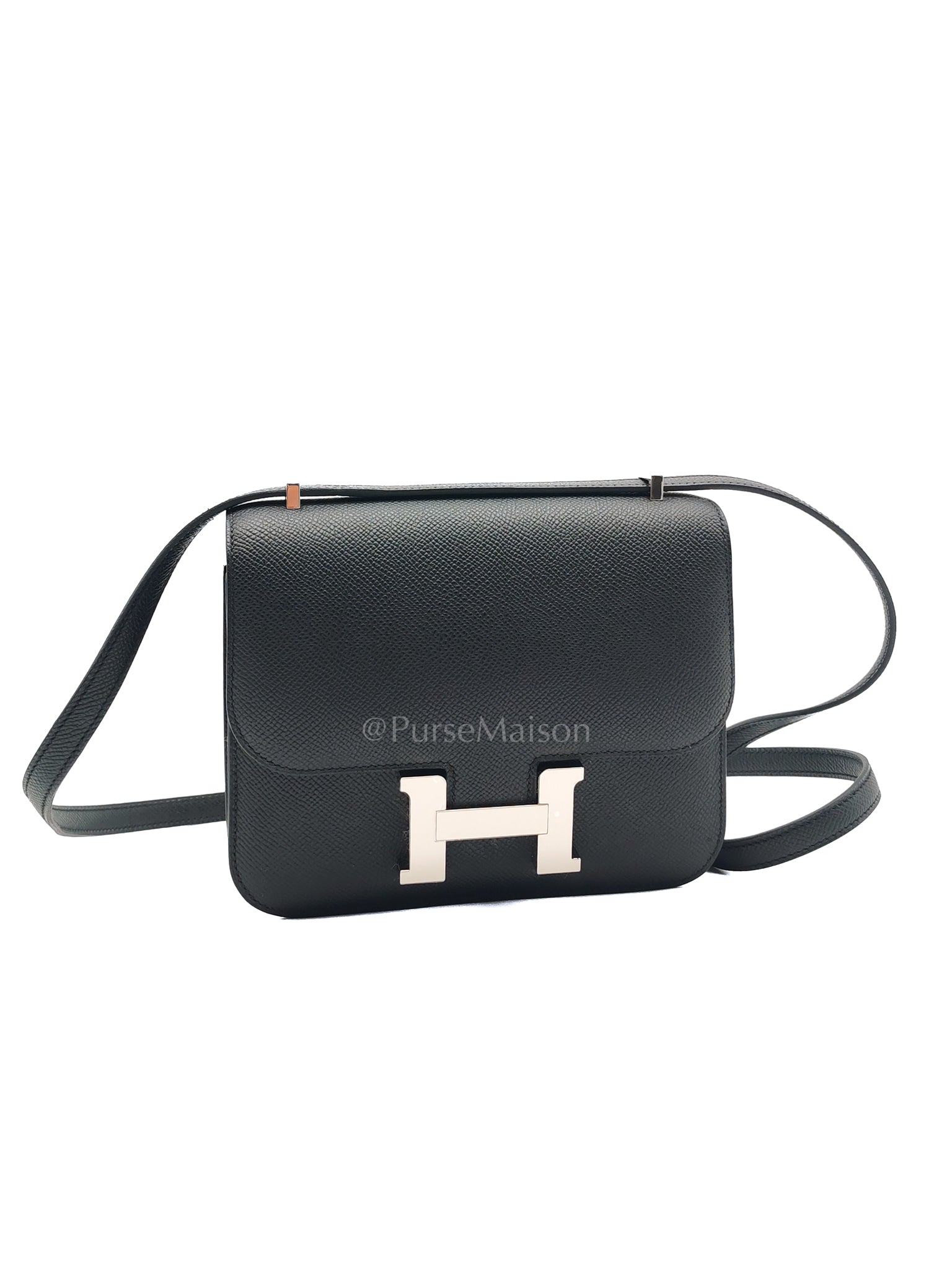 Constance 18 Black/Noir Epsom Leather in Palladium Hardware Stamp K(2025) | Purse Maison Luxury Bags Shop