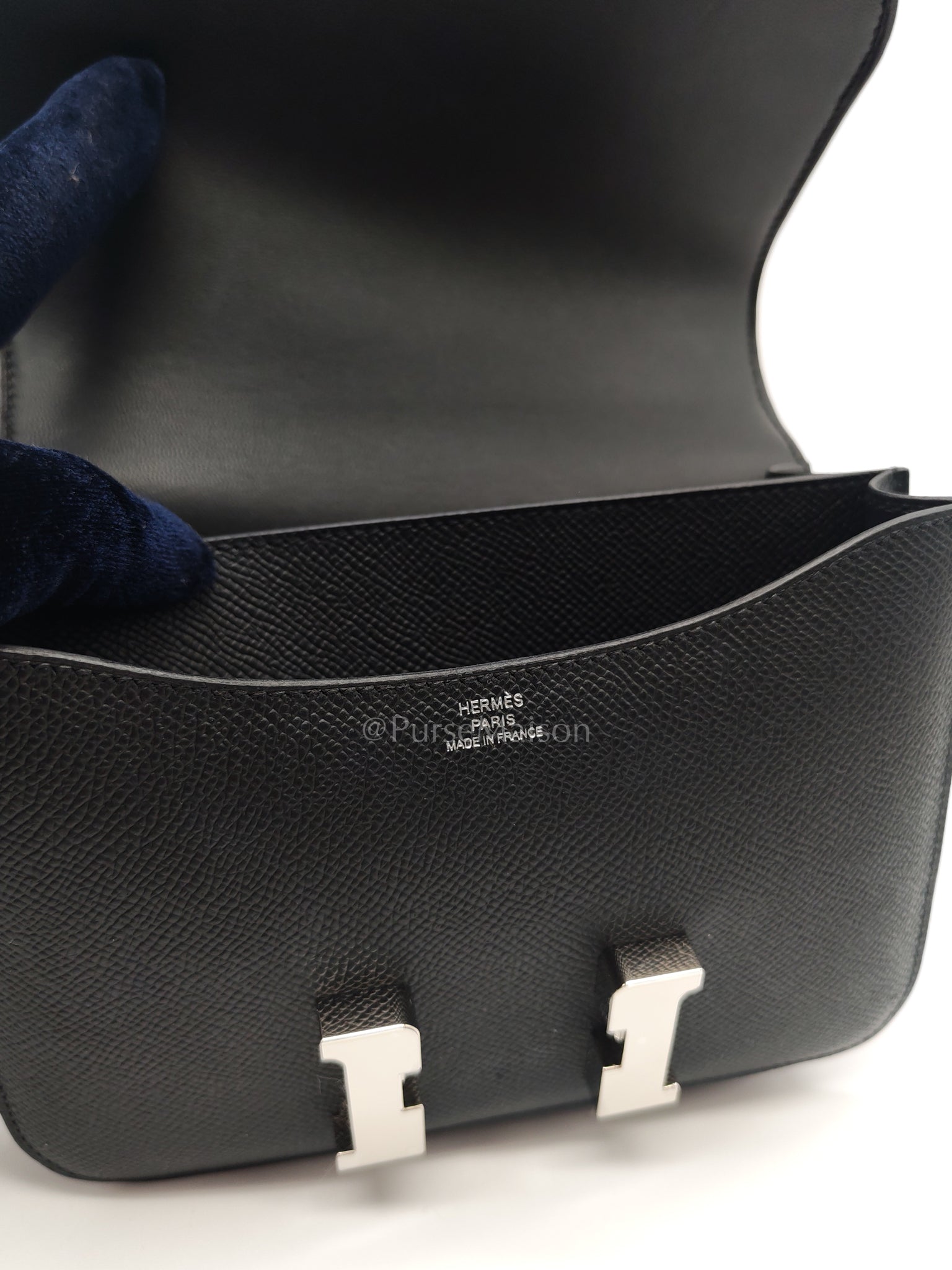 Constance 18 Black/Noir Epsom Leather in Palladium Hardware Stamp K(2025) | Purse Maison Luxury Bags Shop