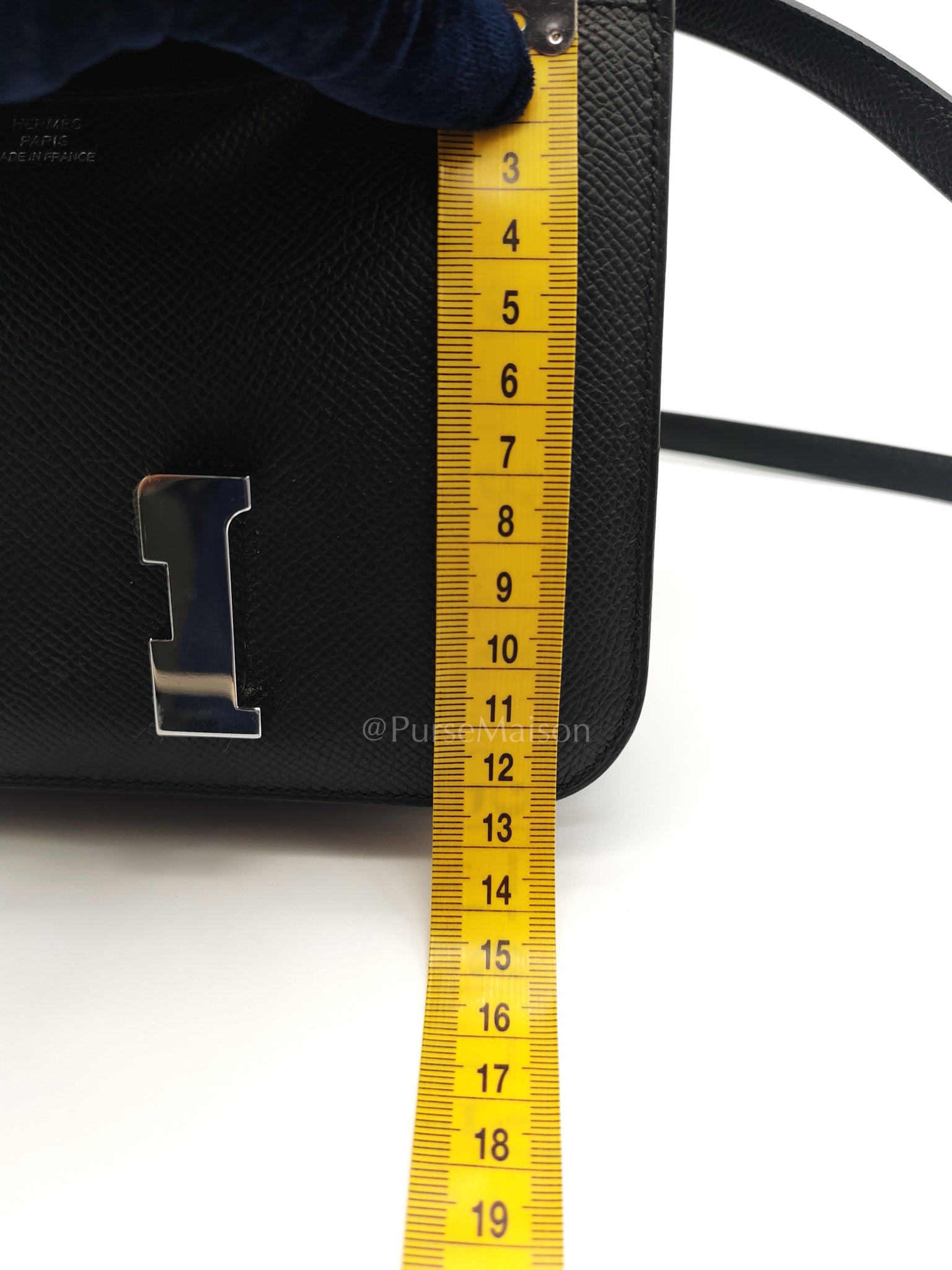 Constance 18 Black/Noir Epsom Leather in Palladium Hardware Stamp K(2025) | Purse Maison Luxury Bags Shop