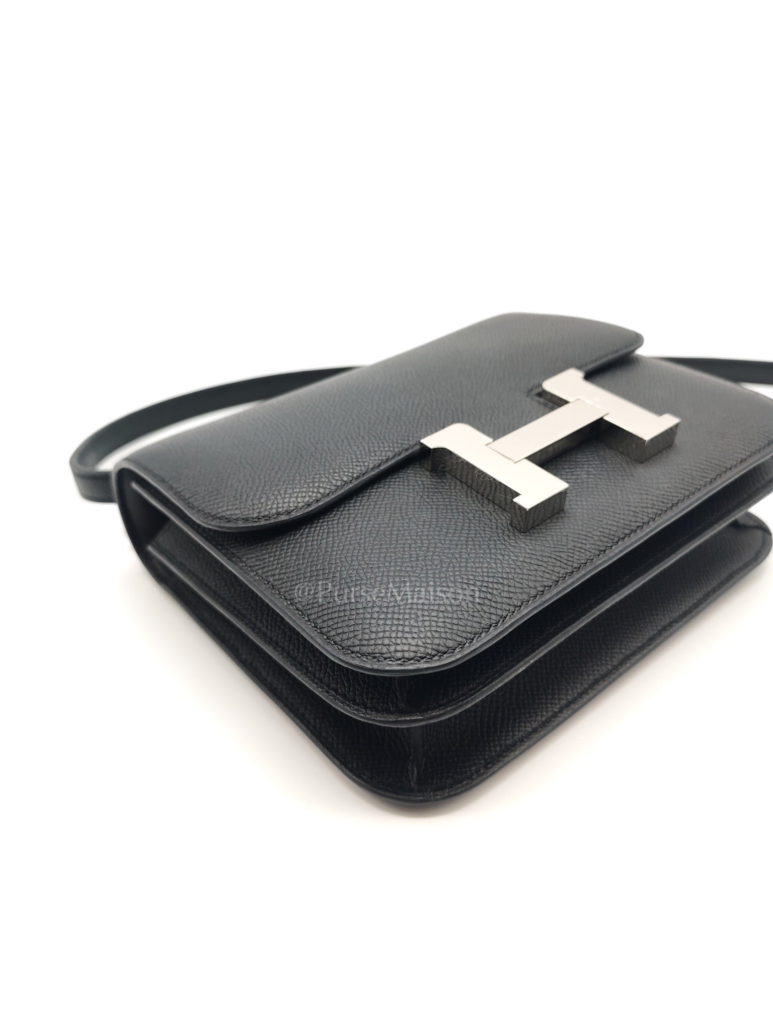 Constance 18 Black/Noir Epsom Leather in Palladium Hardware Stamp K(2025) | Purse Maison Luxury Bags Shop
