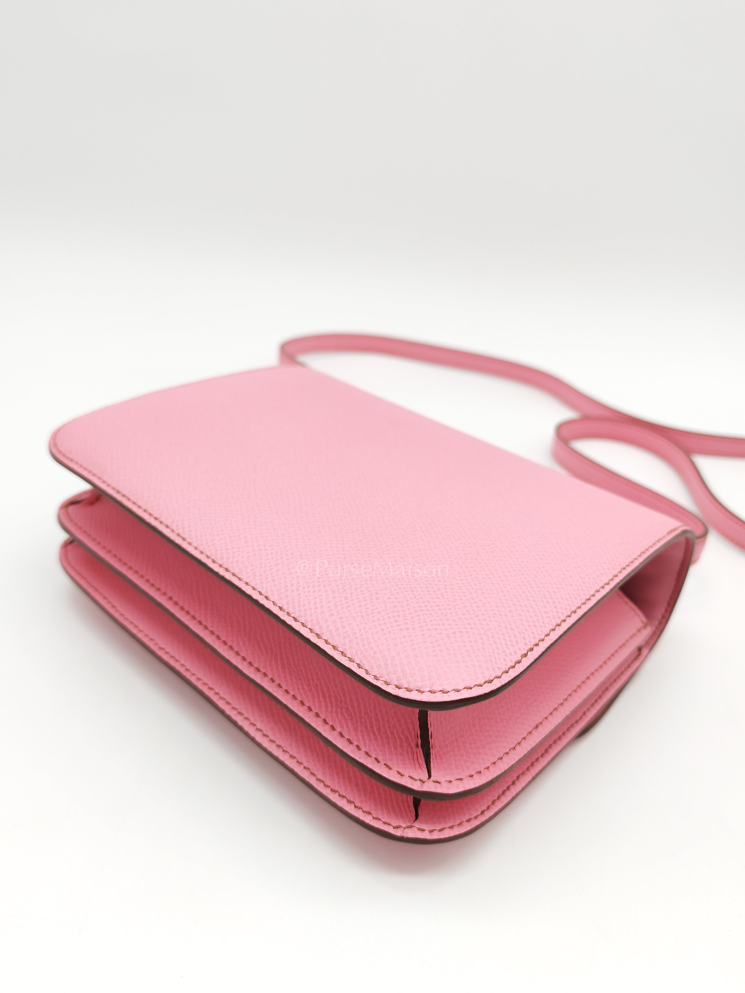 Constance 18 Bubble Gum Pink Epsom Leather in Palladium Hardware Stamp Z(2021) | Purse Maison Luxury Bags Shop