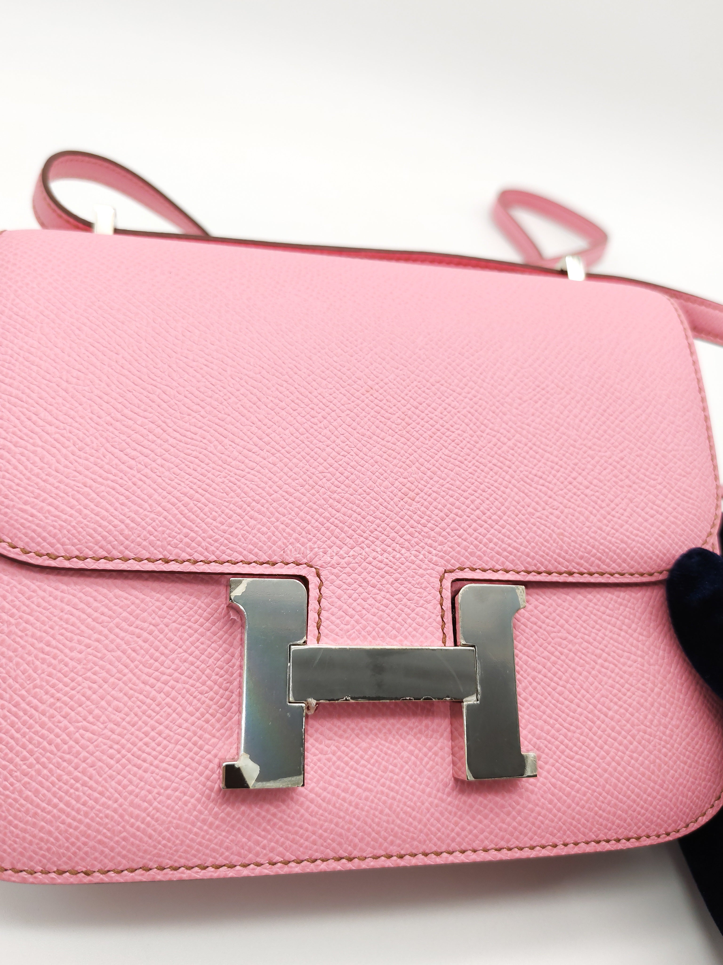 Constance 18 Bubble Gum Pink Epsom Leather in Palladium Hardware Stamp Z(2021) | Purse Maison Luxury Bags Shop