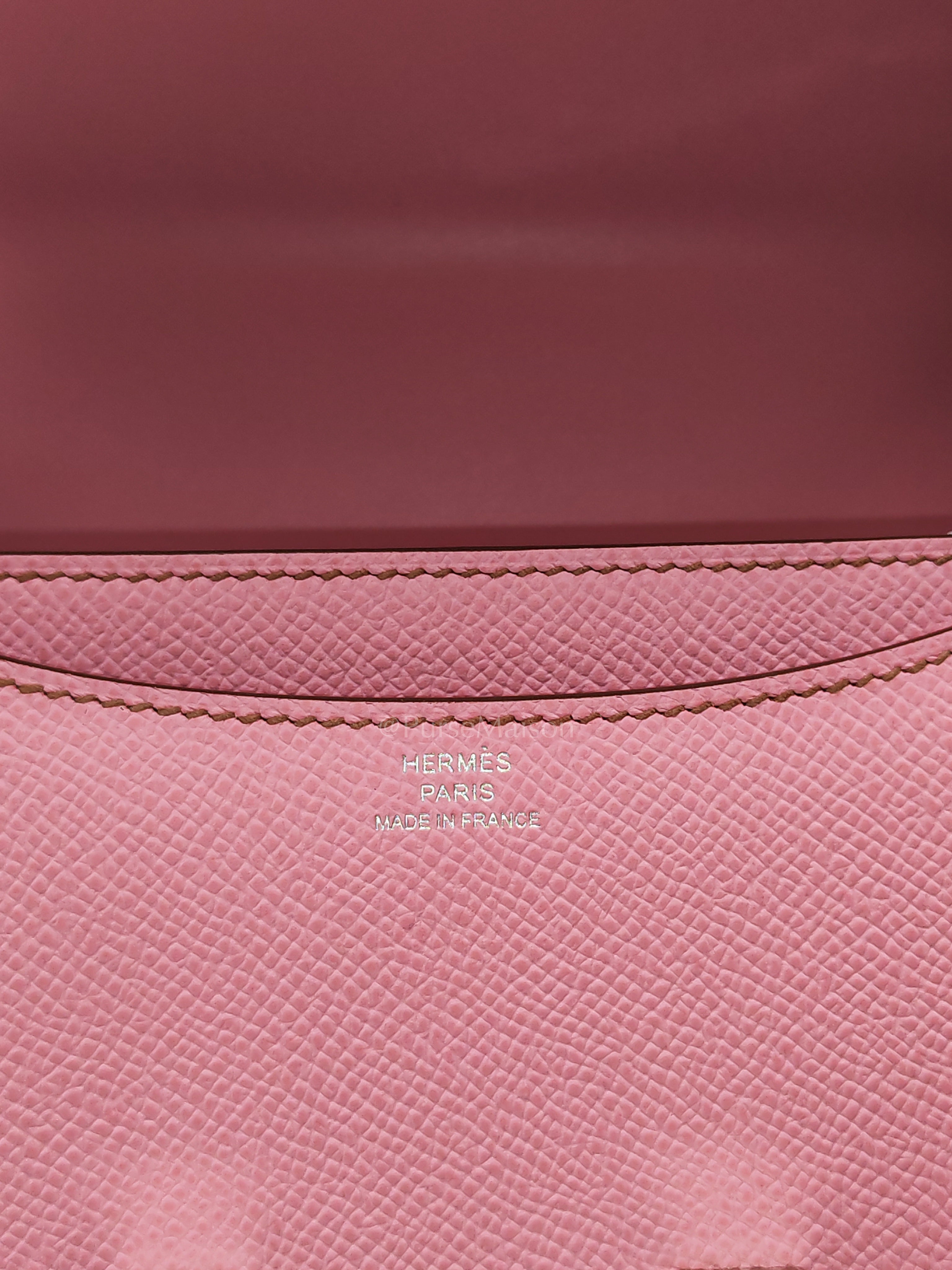 Constance 18 Bubble Gum Pink Epsom Leather in Palladium Hardware Stamp Z(2021) | Purse Maison Luxury Bags Shop