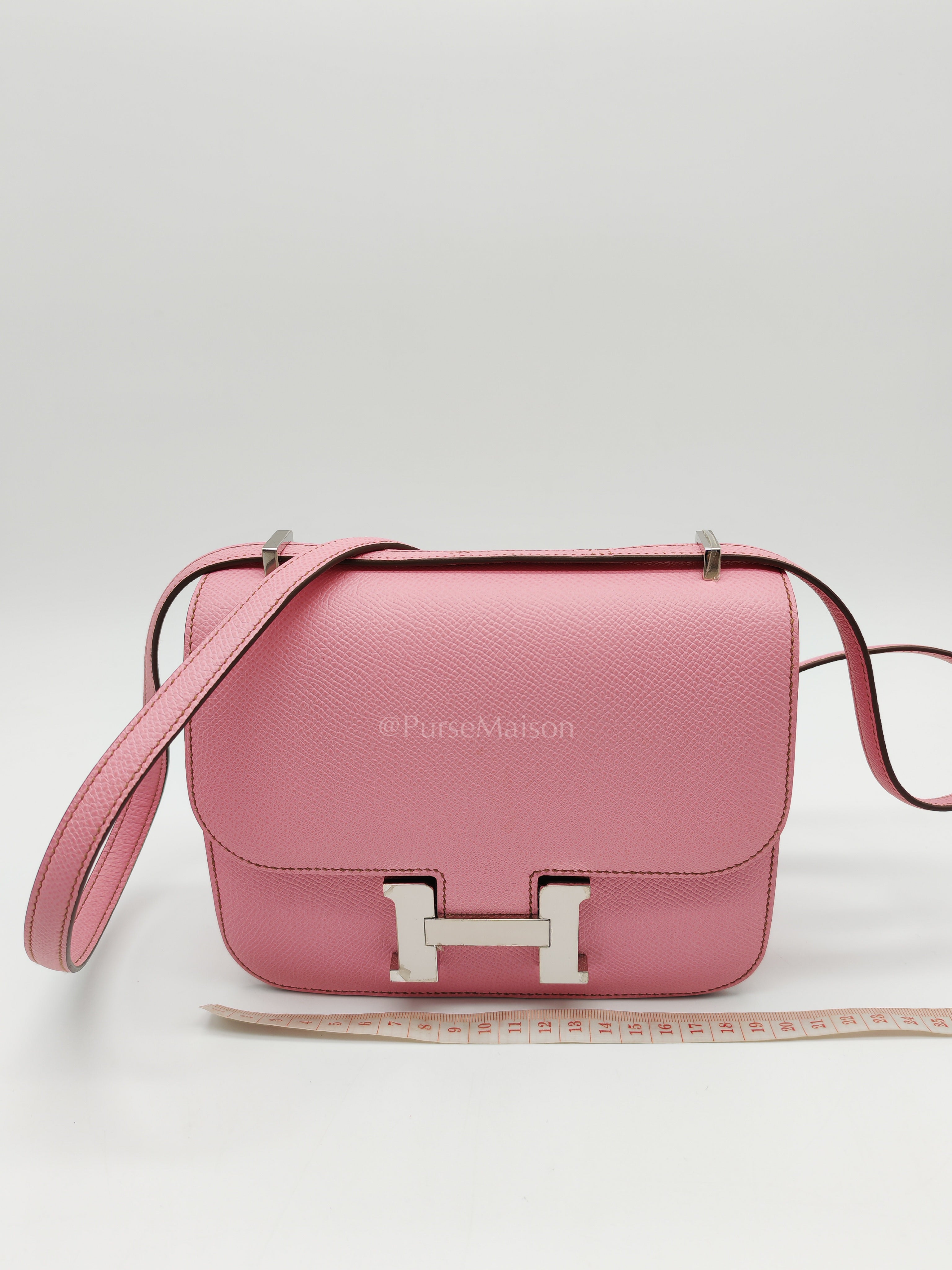 Constance 18 Bubble Gum Pink Epsom Leather in Palladium Hardware Stamp Z(2021) | Purse Maison Luxury Bags Shop