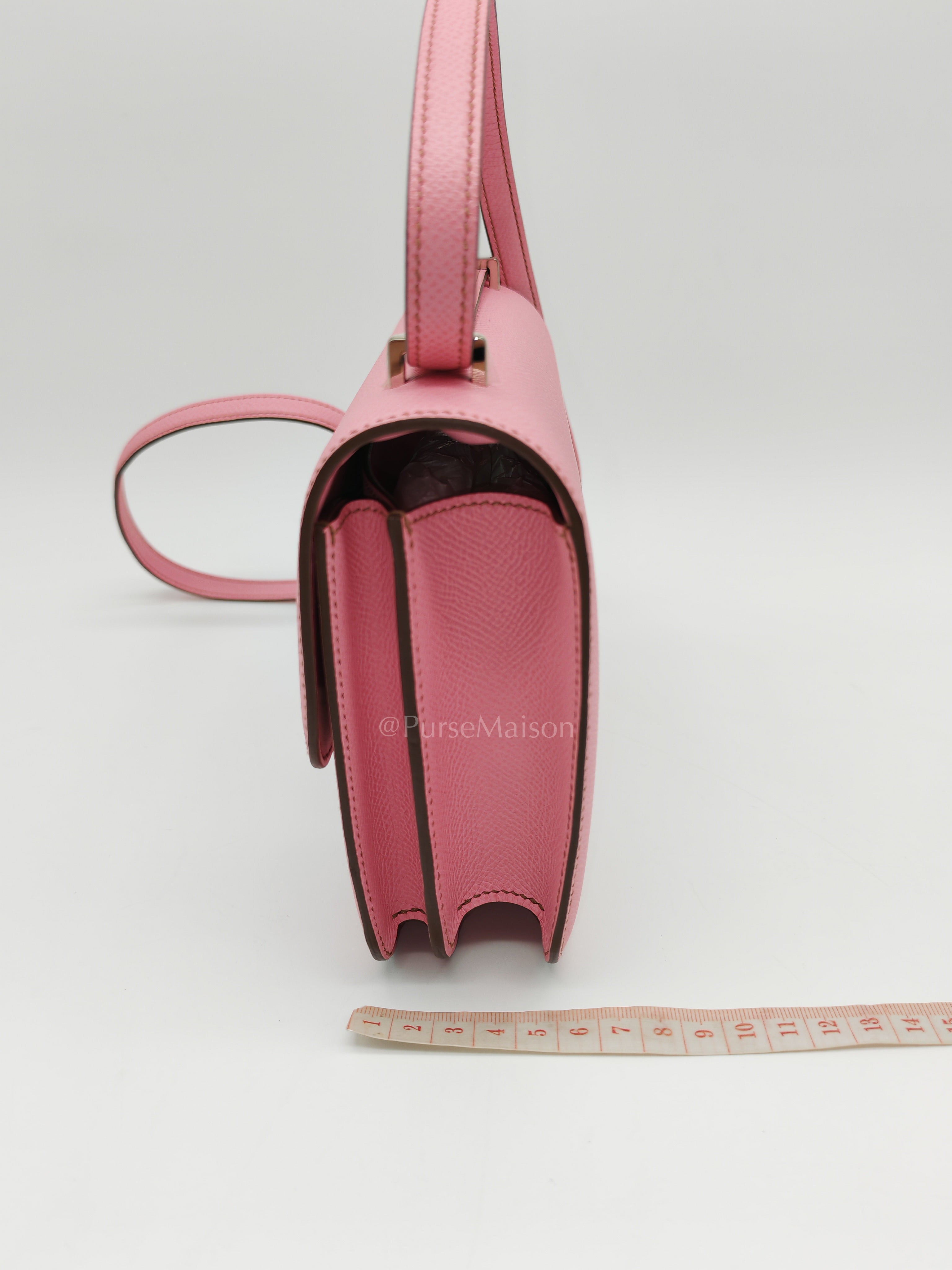 Constance 18 Bubble Gum Pink Epsom Leather in Palladium Hardware Stamp Z(2021) | Purse Maison Luxury Bags Shop