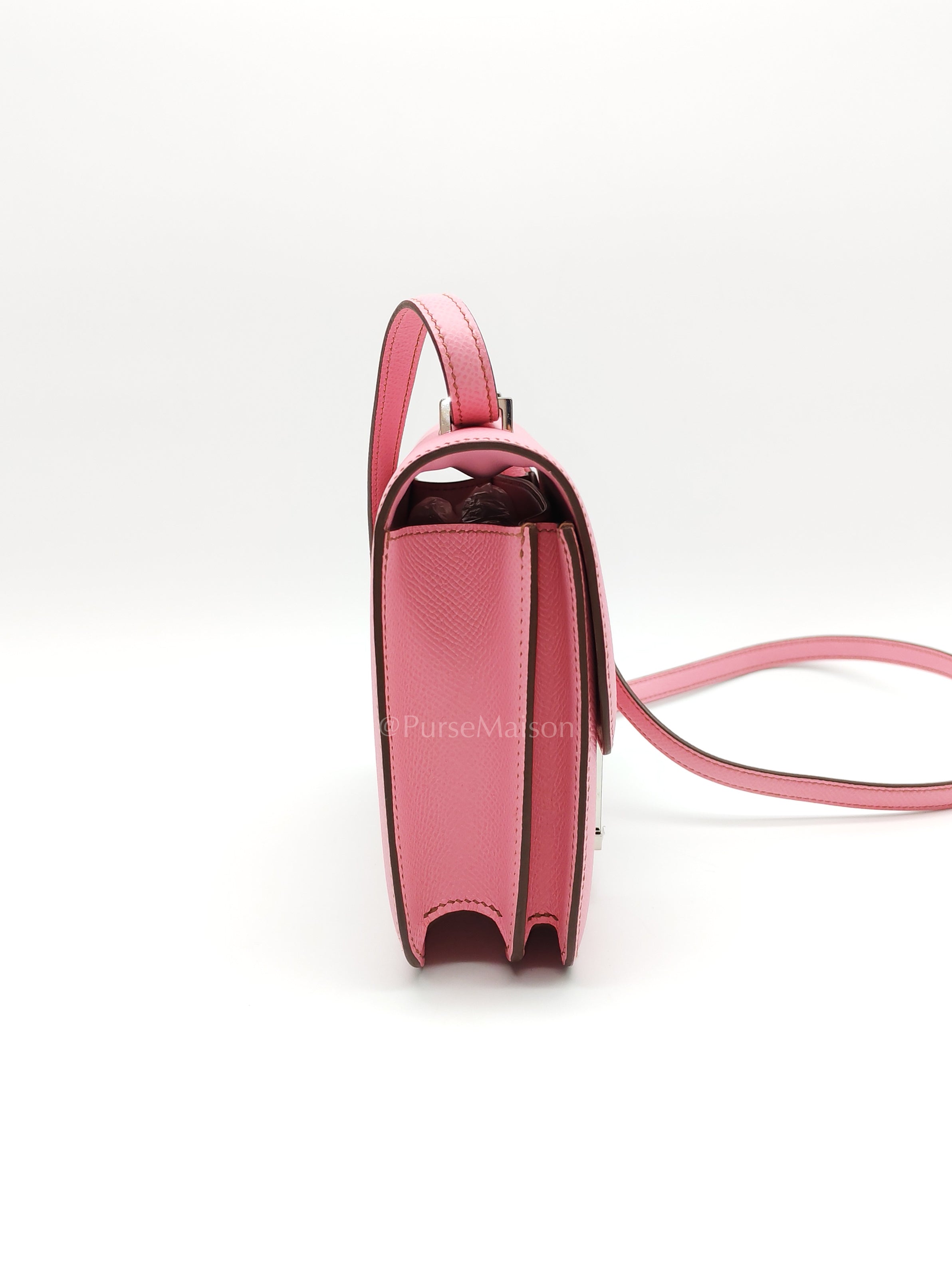 Constance 18 Bubble Gum Pink Epsom Leather in Palladium Hardware Stamp Z(2021) | Purse Maison Luxury Bags Shop