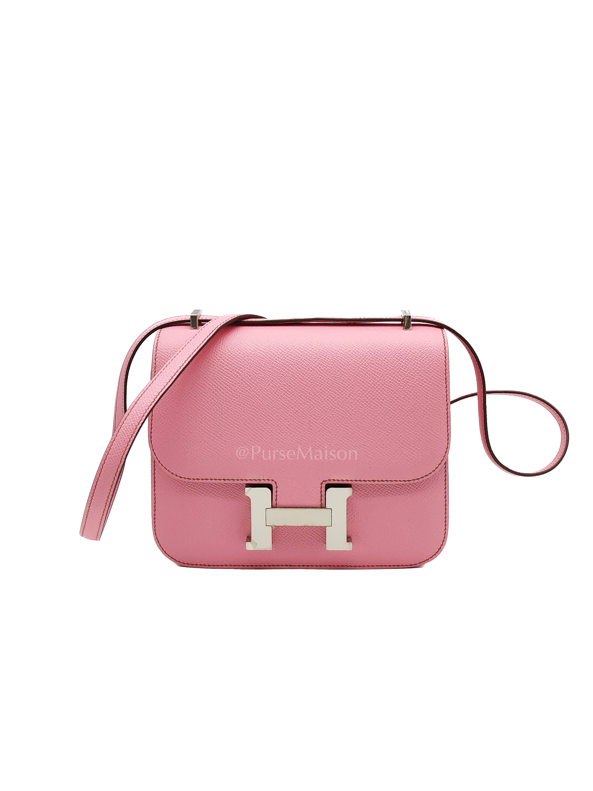 Constance 18 Bubble Gum Pink Epsom Leather in Palladium Hardware Stamp Z(2021) | Purse Maison Luxury Bags Shop