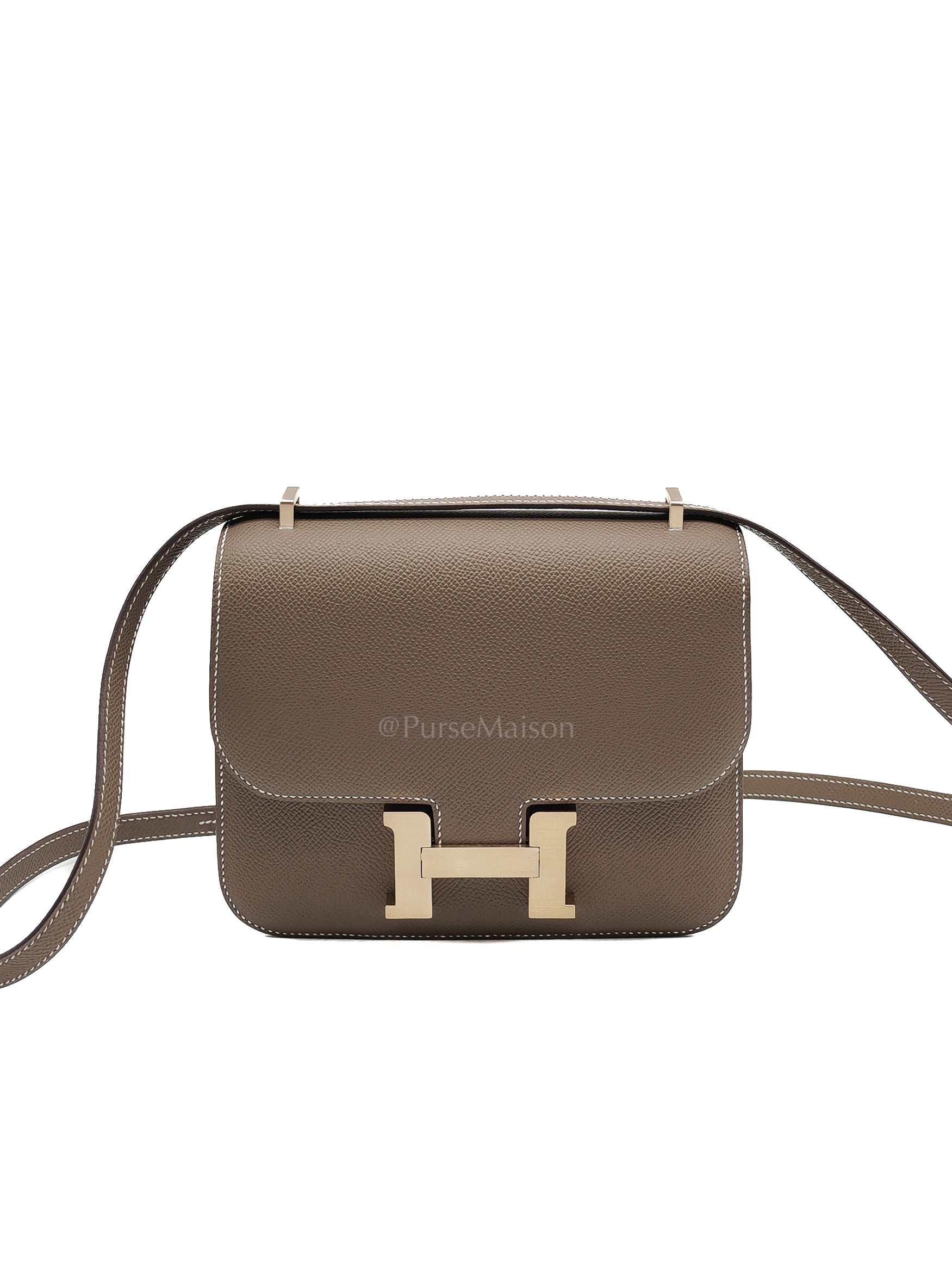 Constance 18 Etoupe in Epsom Leather and Brushed Gold Hardware Stamp K (2025) | Purse Maison Luxury Bags Shop
