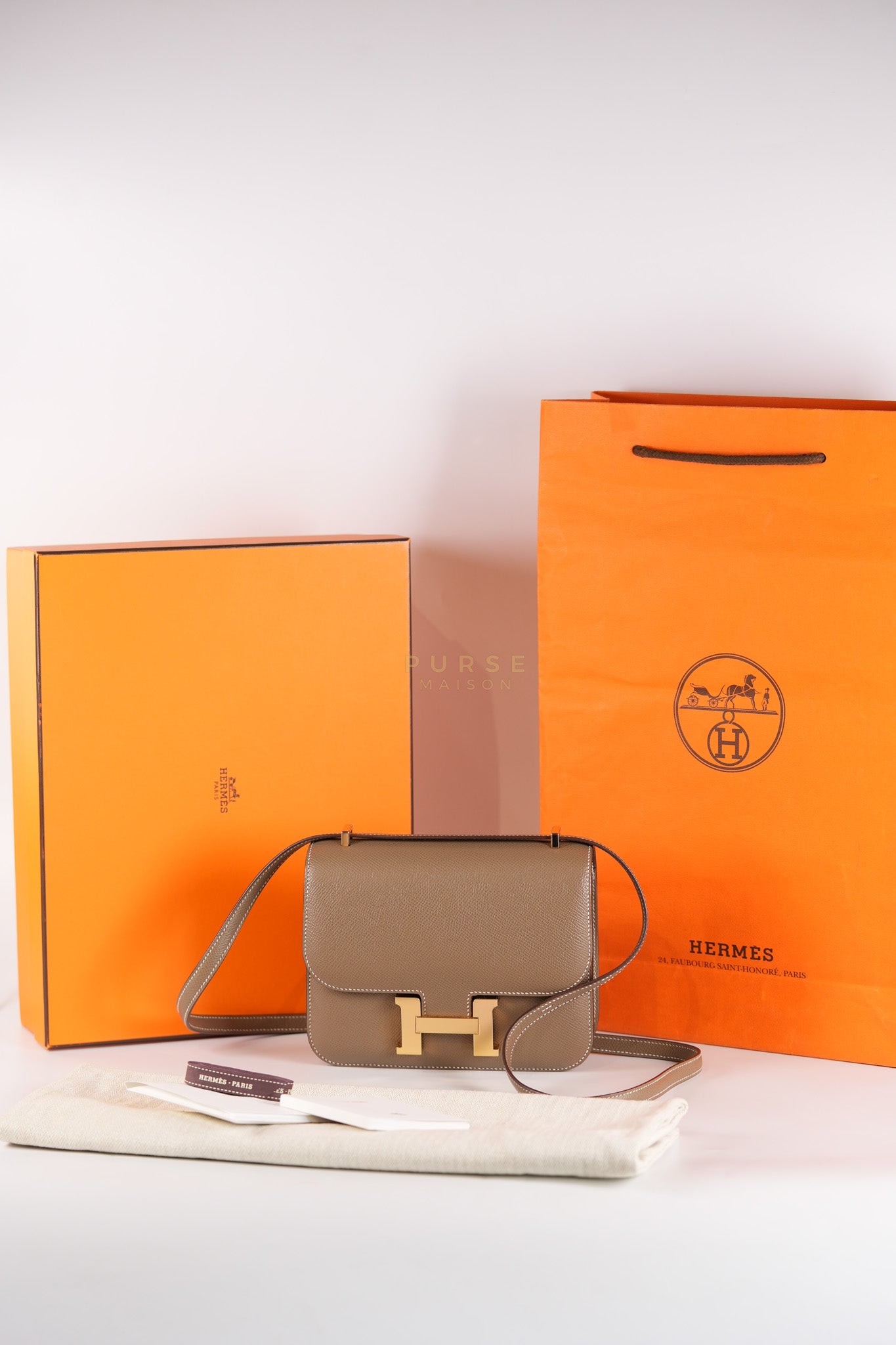 Constance 18 Etoupe in Epesom Leather and Rose Gold Hardware Stamp Z (2021) | Purse Maison Luxury Bags Shop