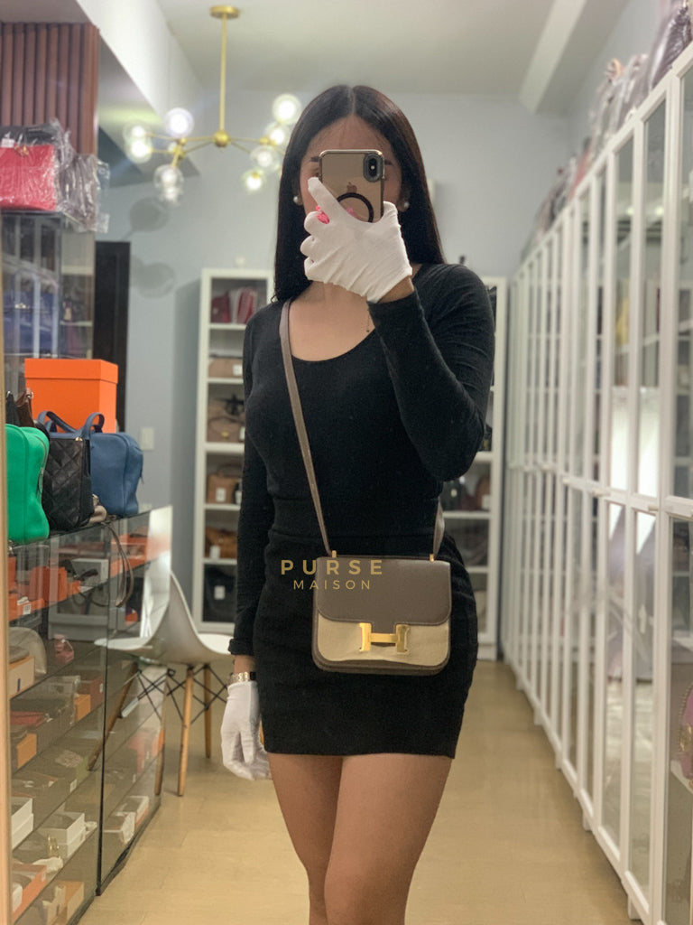 Constance 18 in Etoupe Epsom Leather and Gold Hardware Stamp Z (2021) | Purse Maison Luxury Bags Shop