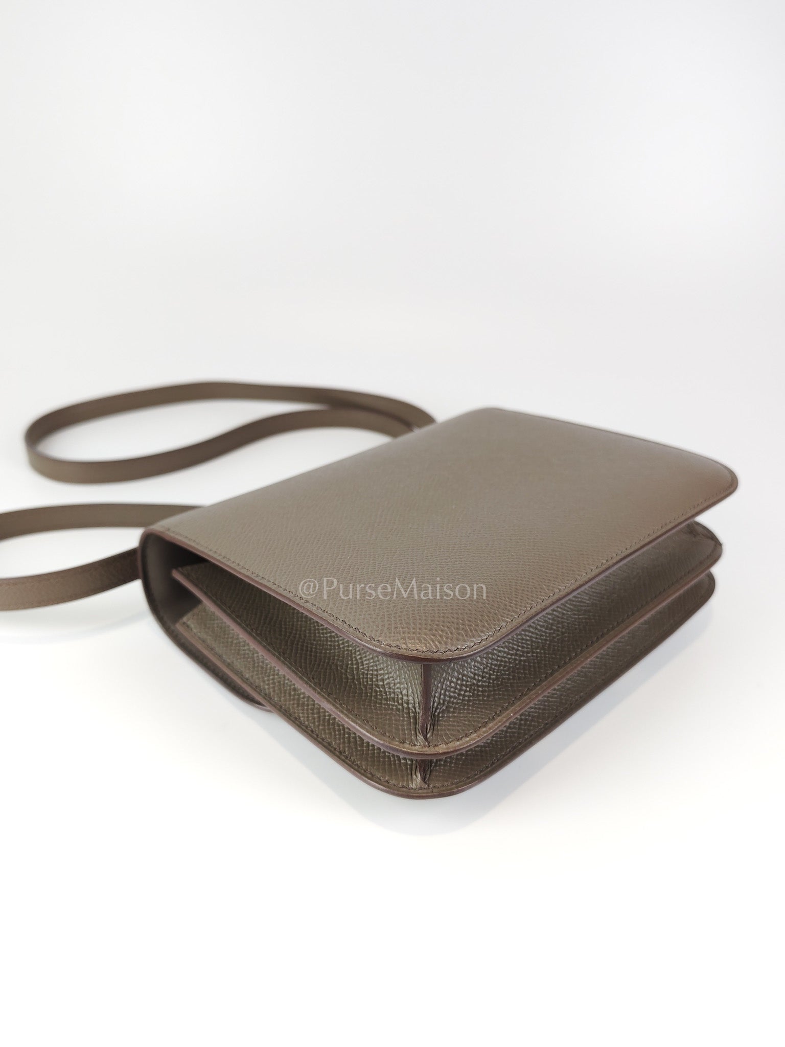 Constance 18 Gris Etain in Epsom Leather and Gold Hardware Stamp Z (2021) | Purse Maison Luxury Bags Shop