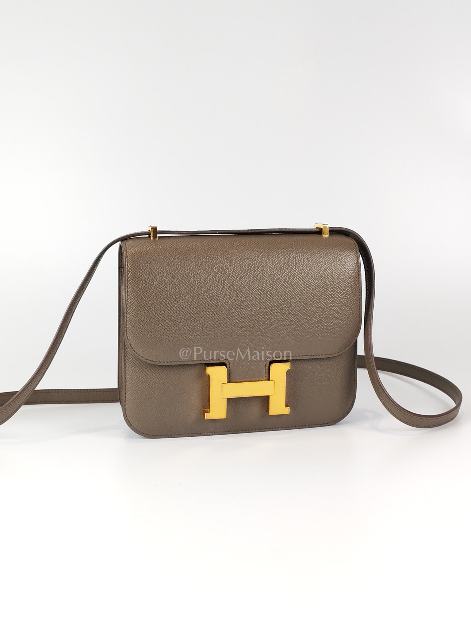 Constance 18 Gris Etain in Epsom Leather and Gold Hardware Stamp Z (2021) | Purse Maison Luxury Bags Shop