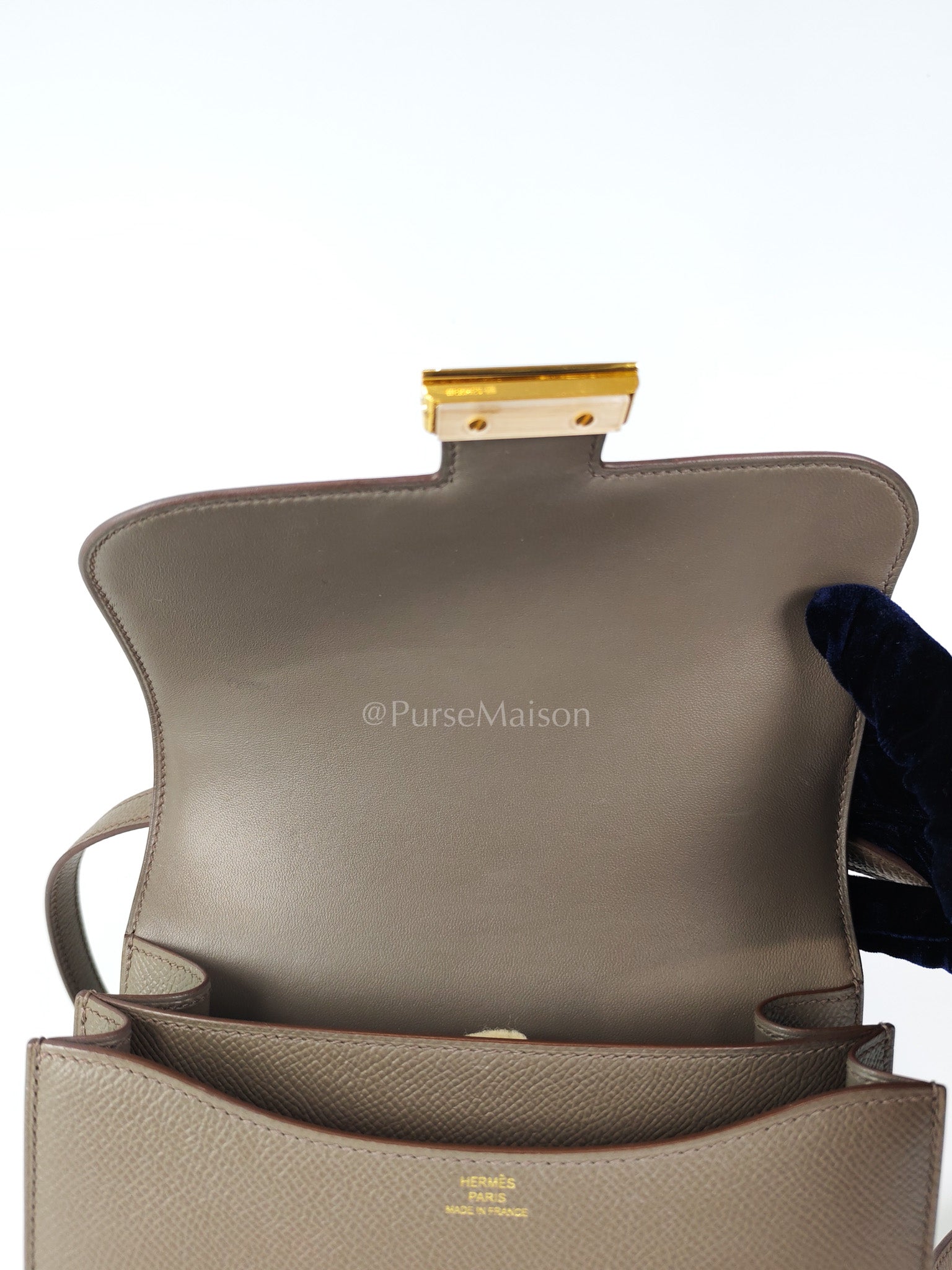 Constance 18 Gris Etain in Epsom Leather and Gold Hardware Stamp Z (2021) | Purse Maison Luxury Bags Shop