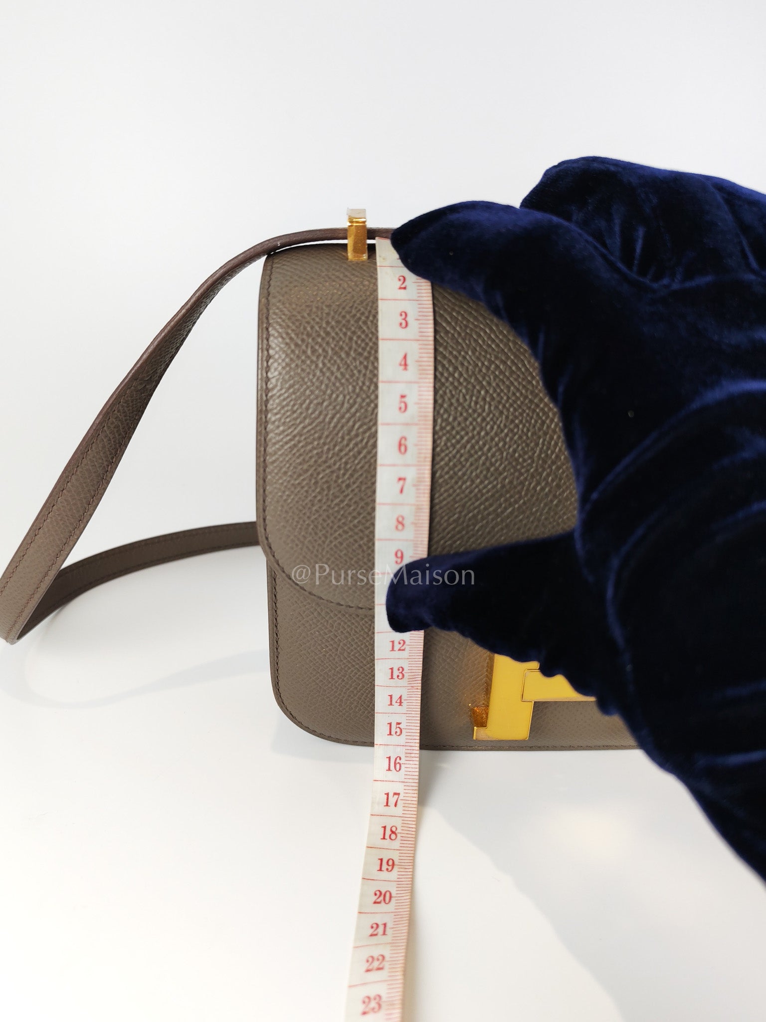 Constance 18 Gris Etain in Epsom Leather and Gold Hardware Stamp Z (2021) | Purse Maison Luxury Bags Shop