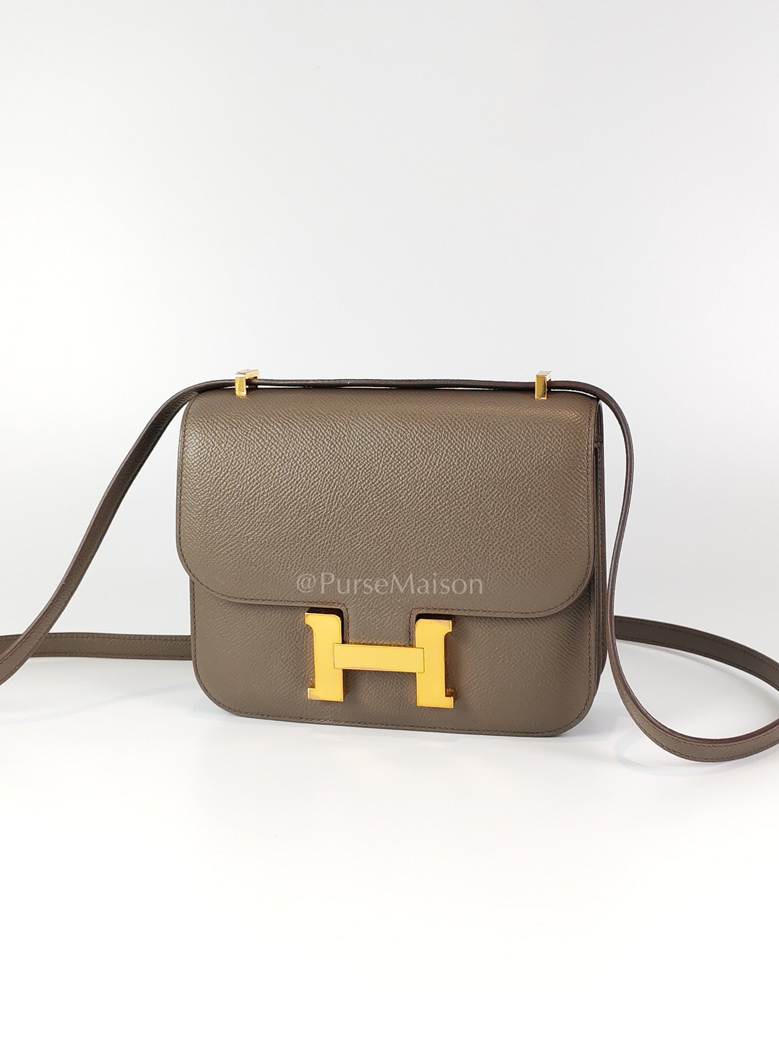 Constance 18 Gris Etain in Epsom Leather and Gold Hardware Stamp Z (2021) | Purse Maison Luxury Bags Shop