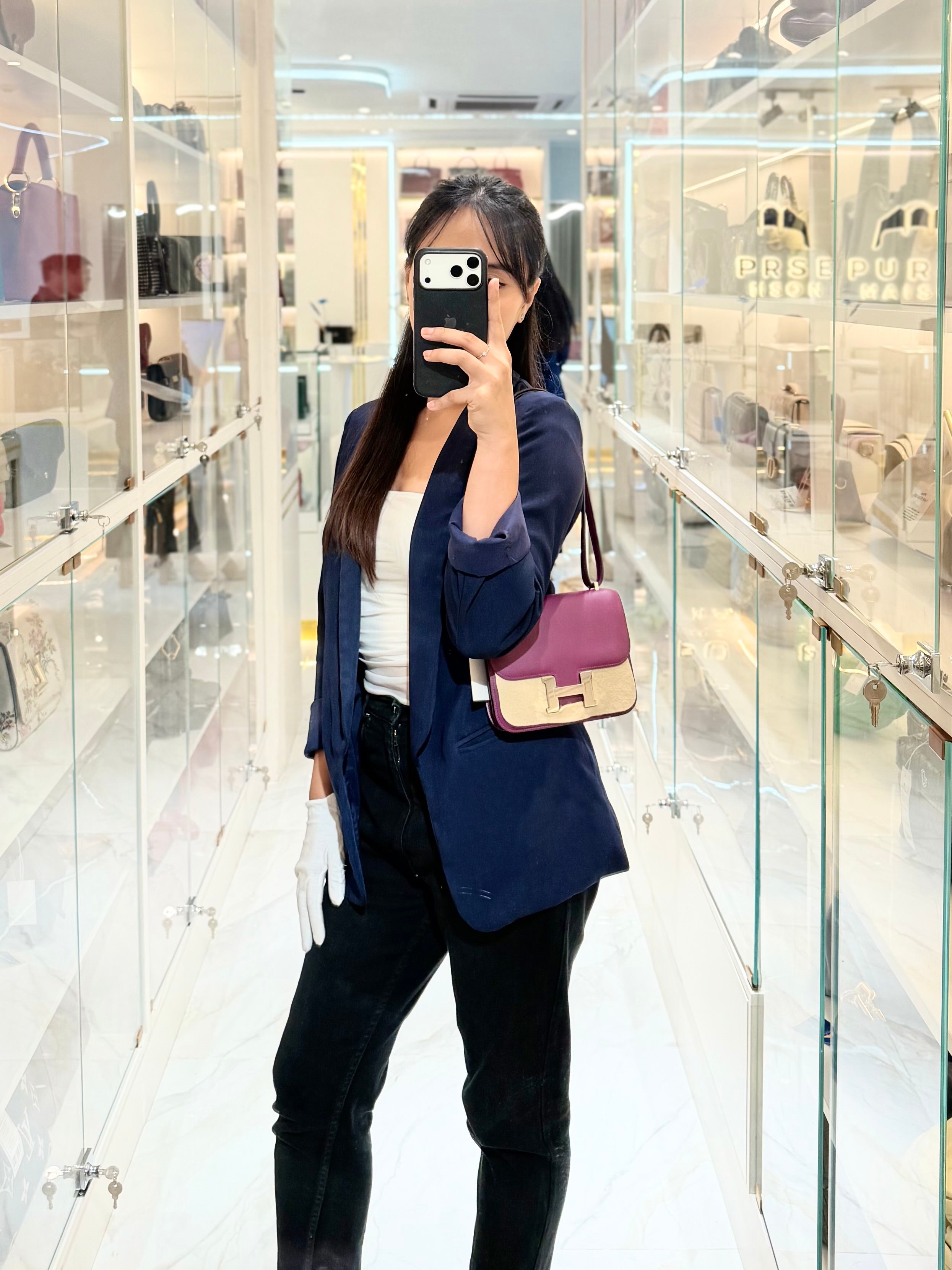 Constance 18 in Anemone Evercolor Leather & Palladium Hardware Stamp D (2019) | Purse Maison Luxury Bags Shop
