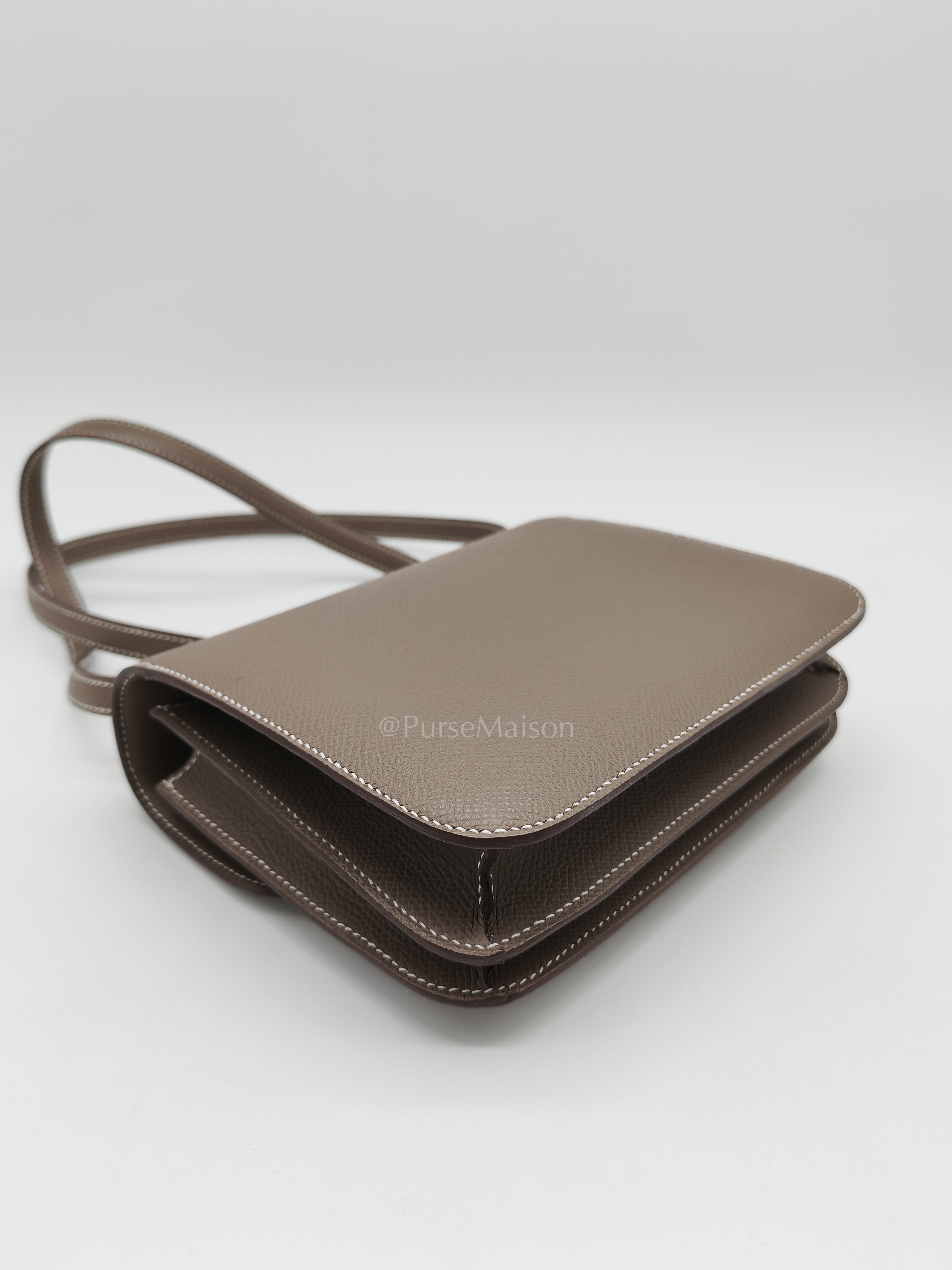 Constance 18 in Etoupe Epsom Leather and Rose Gold Hardware Stamp B (2023) | Purse Maison Luxury Bags Shop
