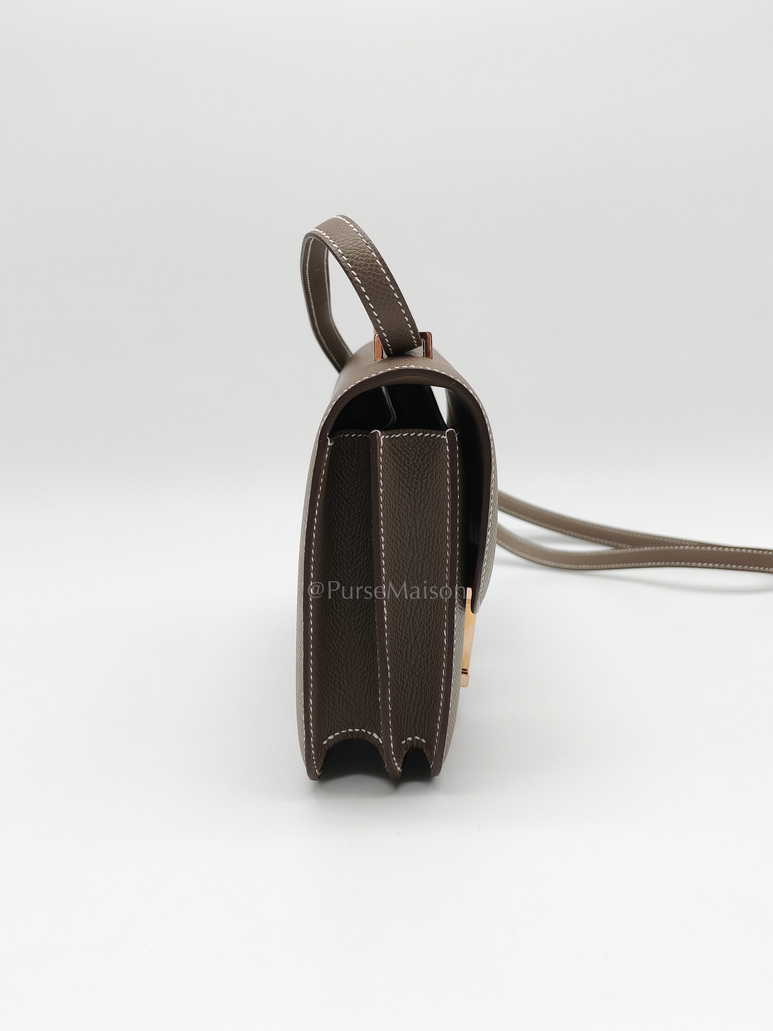Constance 18 in Etoupe Epsom Leather and Rose Gold Hardware Stamp B (2023) | Purse Maison Luxury Bags Shop