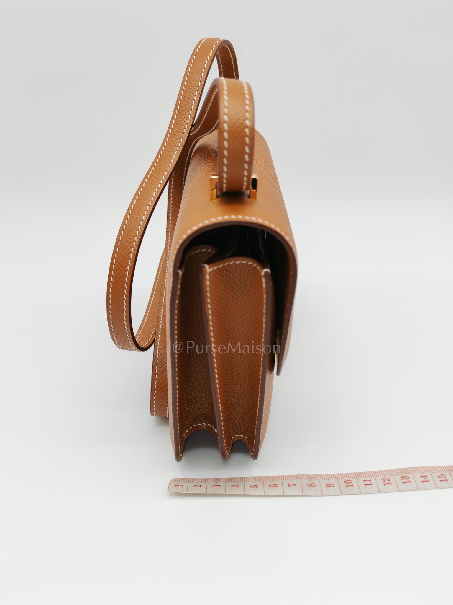 Constance 18 in Gold Epsom Leather & Gold Hardware Stamp U(2022) | Purse Maison Luxury Bags Shop