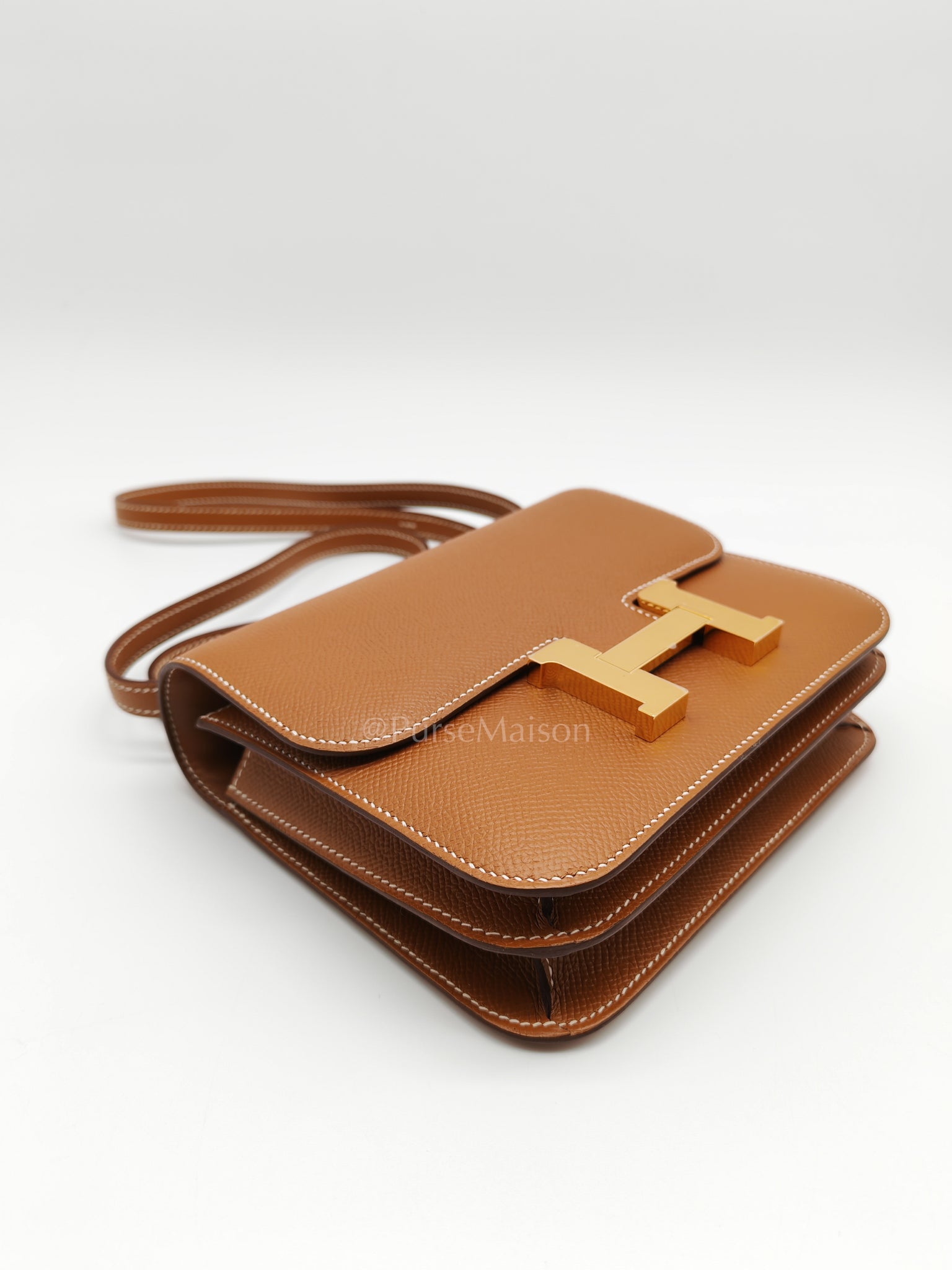 Constance 18 in Gold Epsom Leather & Gold Hardware Stamp U(2022) | Purse Maison Luxury Bags Shop