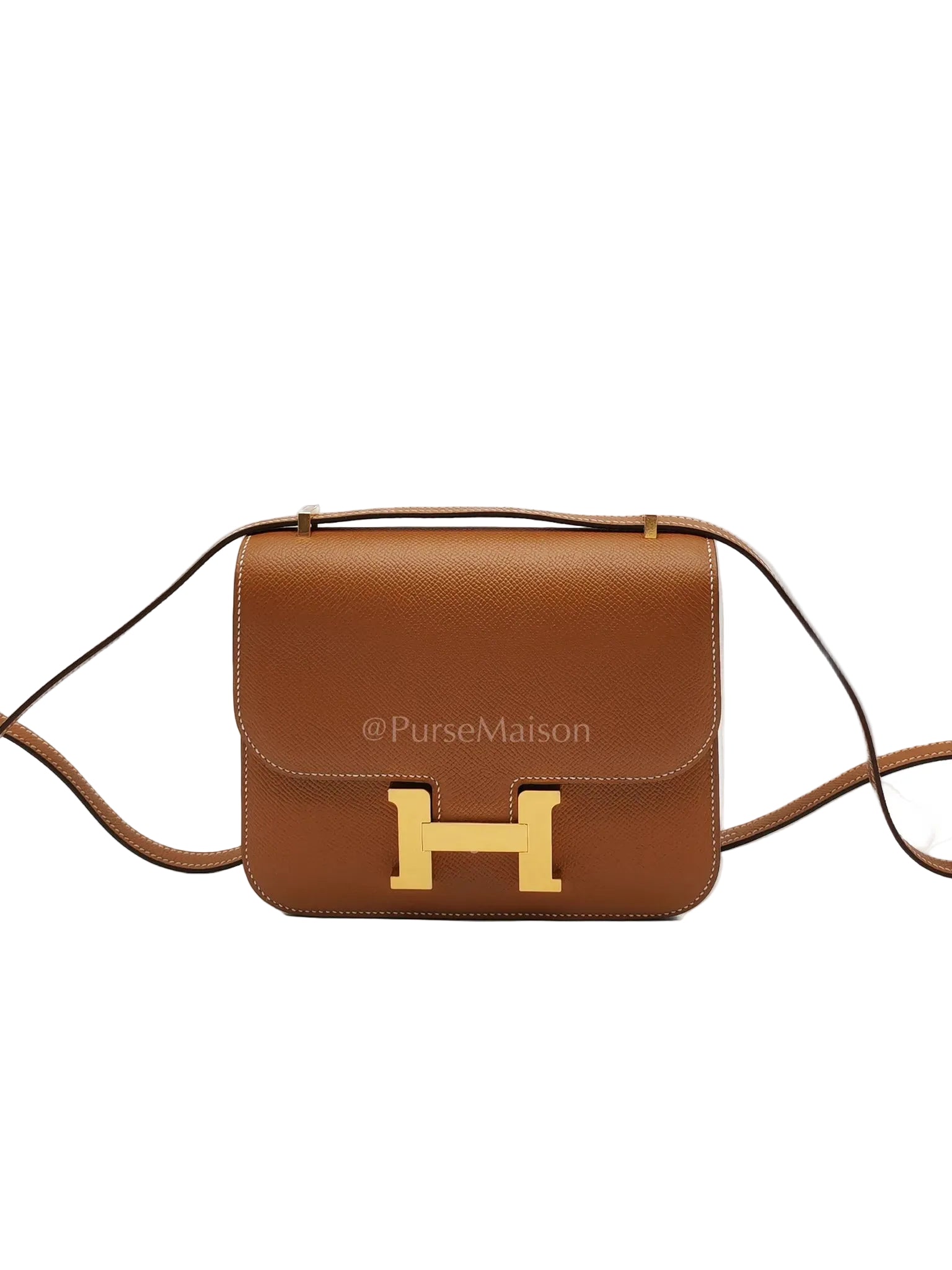 Constance 18 in Gold Epsom Leather & Gold Hardware Stamp U(2022) | Purse Maison Luxury Bags Shop