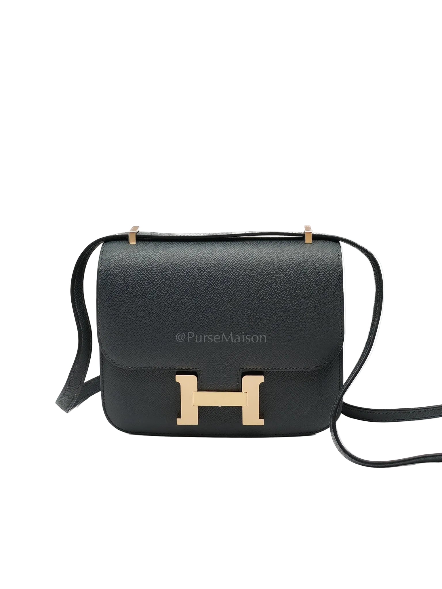 Constance 18 Mirror in Gris Misty Epsom Leather & Permabrass Hardware Stamp W (2024) | Purse Maison Luxury Bags Shop