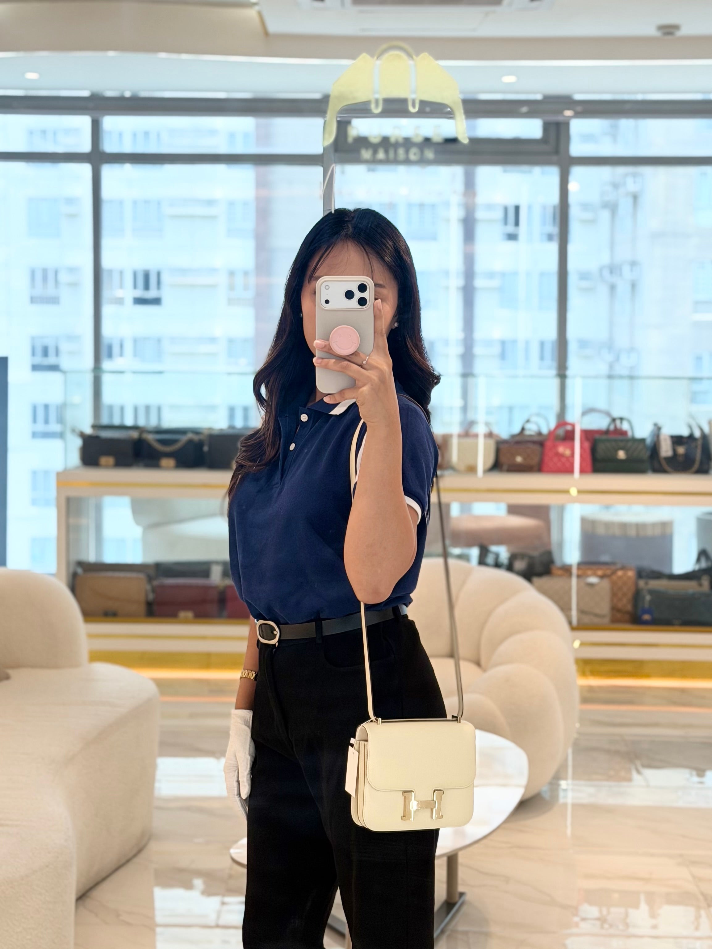 Constance 18 Nata Epsom Leather in Permabrass Hardware Stamp B(2023) | Purse Maison Luxury Bags Shop