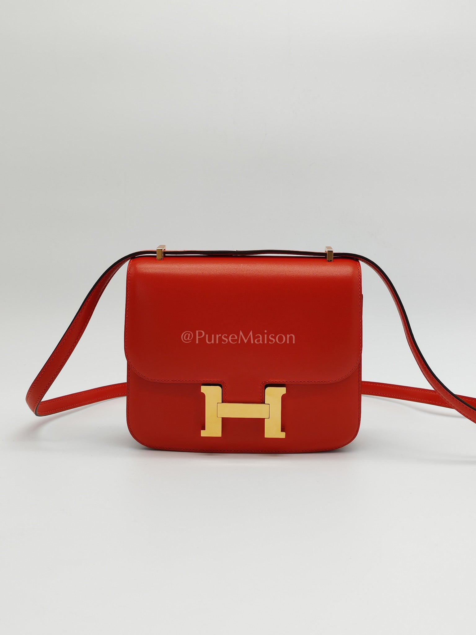 Constance 18 Tadelakt Capucine in Box Leather and Gold Hardware Stamp D (2019) | Purse Maison Luxury Bags Shop