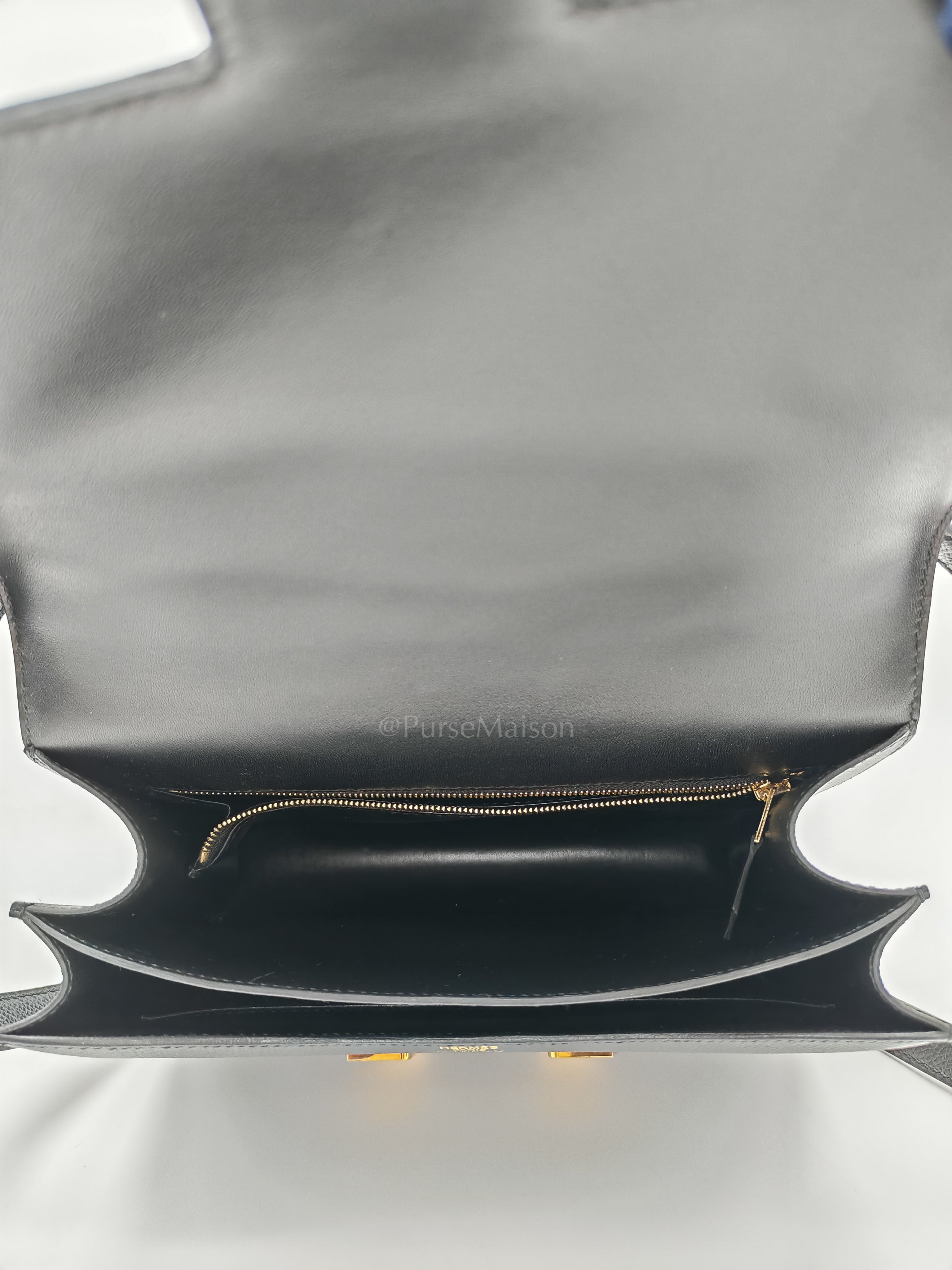 Constance 24 in Black Epsom Leather and Gold Hardware Stamp Y (2020) | Purse Maison Luxury Bags Shop