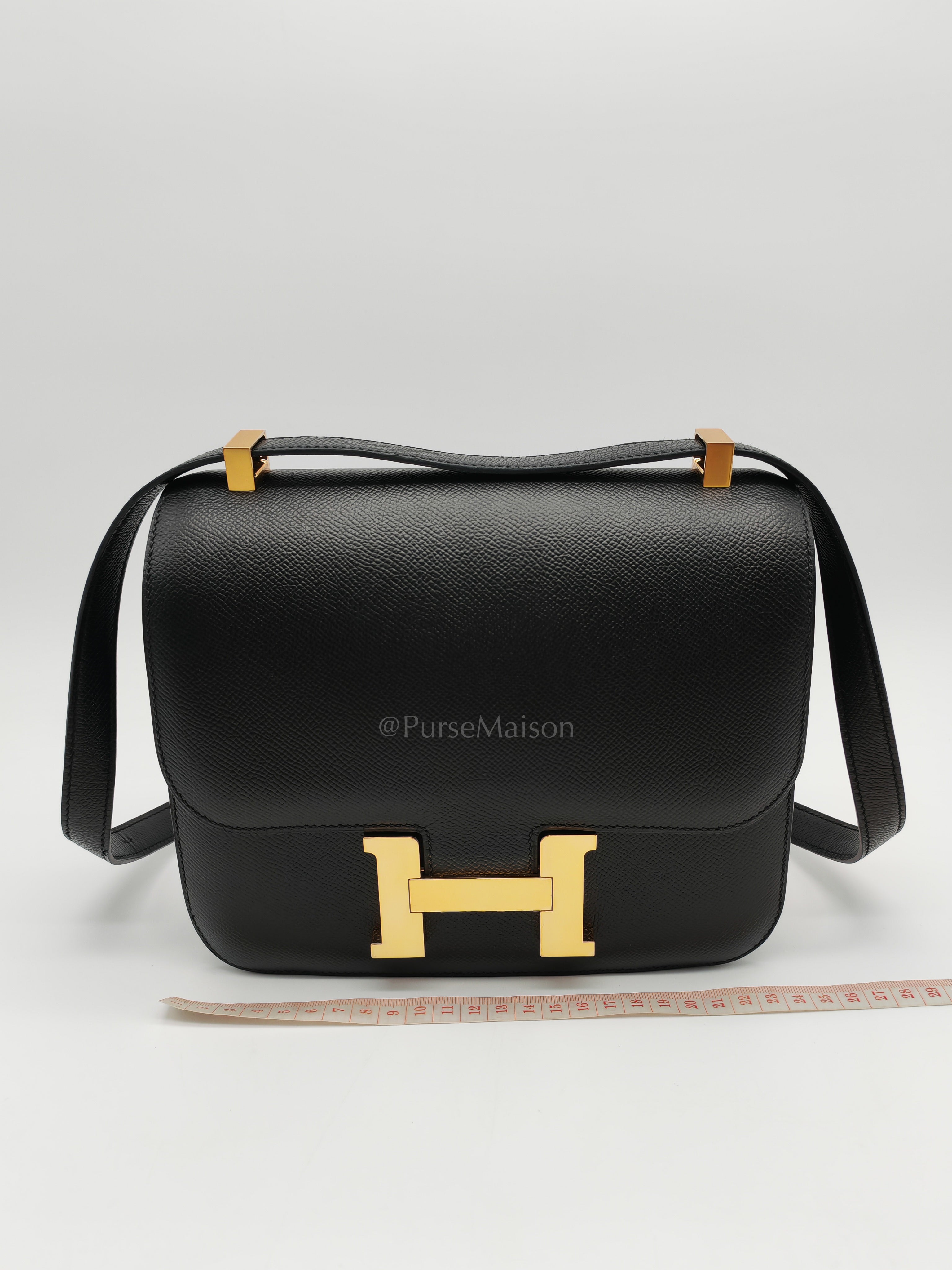 Constance 24 in Black Epsom Leather and Gold Hardware Stamp Y (2020) | Purse Maison Luxury Bags Shop
