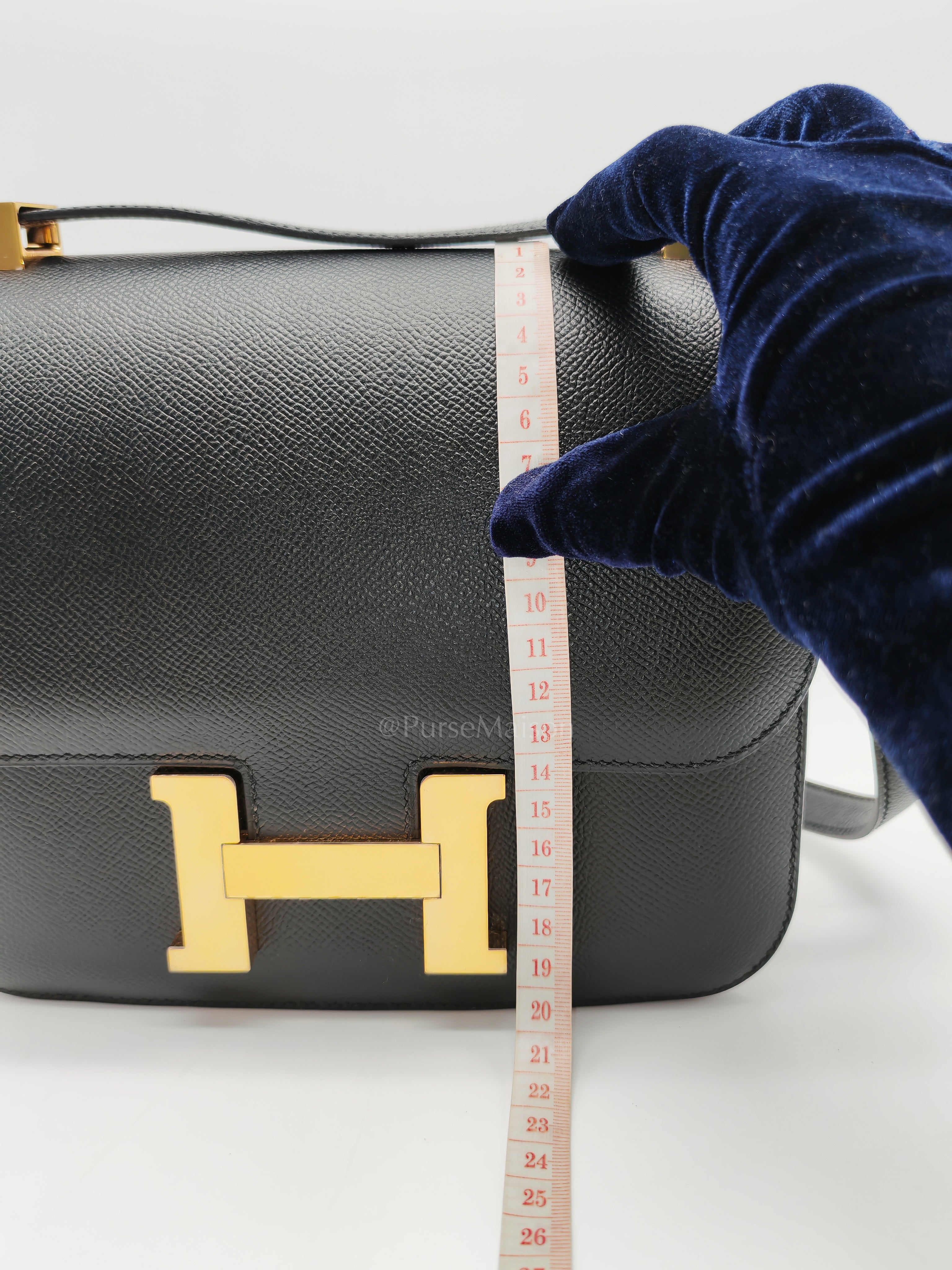 Constance 24 in Black Epsom Leather and Gold Hardware Stamp Y (2020) | Purse Maison Luxury Bags Shop