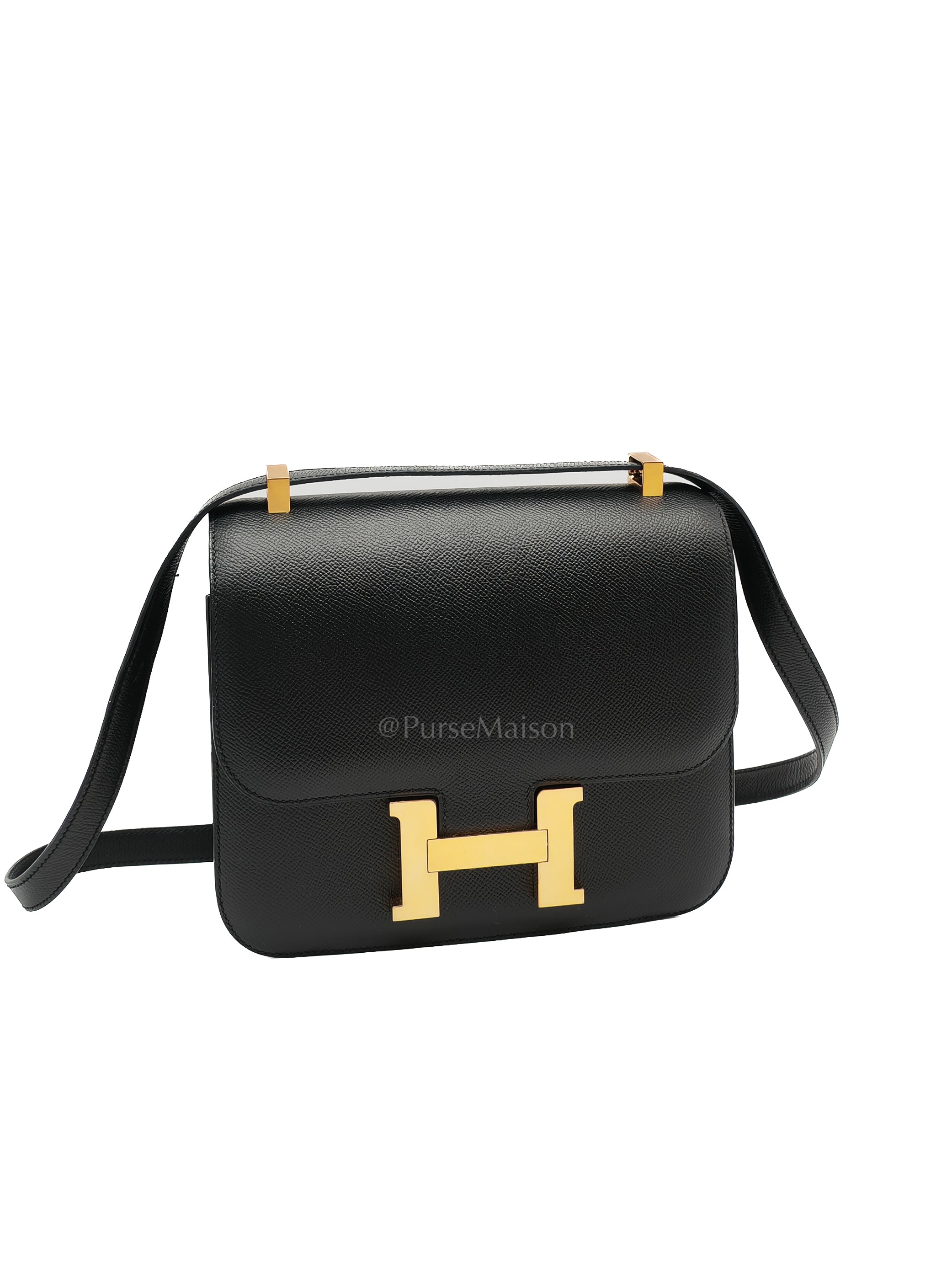 Constance 24 in Black Epsom Leather and Gold Hardware Stamp Y (2020) | Purse Maison Luxury Bags Shop