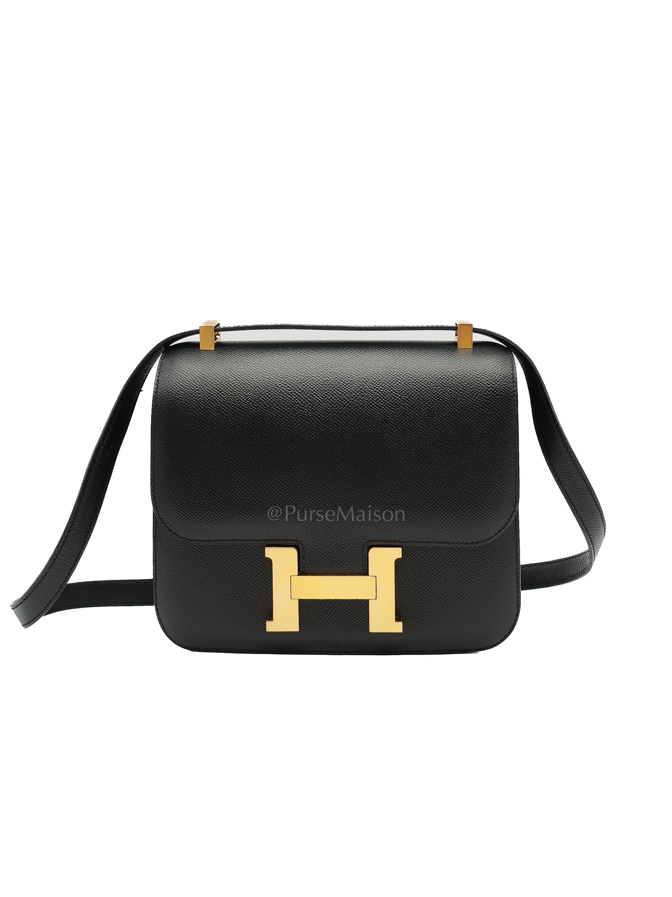 Constance 24 in Black Epsom Leather and Gold Hardware Stamp Y (2020) | Purse Maison Luxury Bags Shop