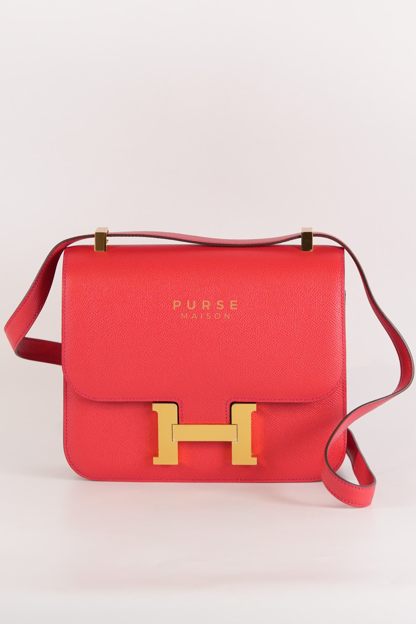 Constance 24 in Red Epsom Leather & Gold Hardware Stamp C (2018) | Purse Maison Luxury Bags Shop